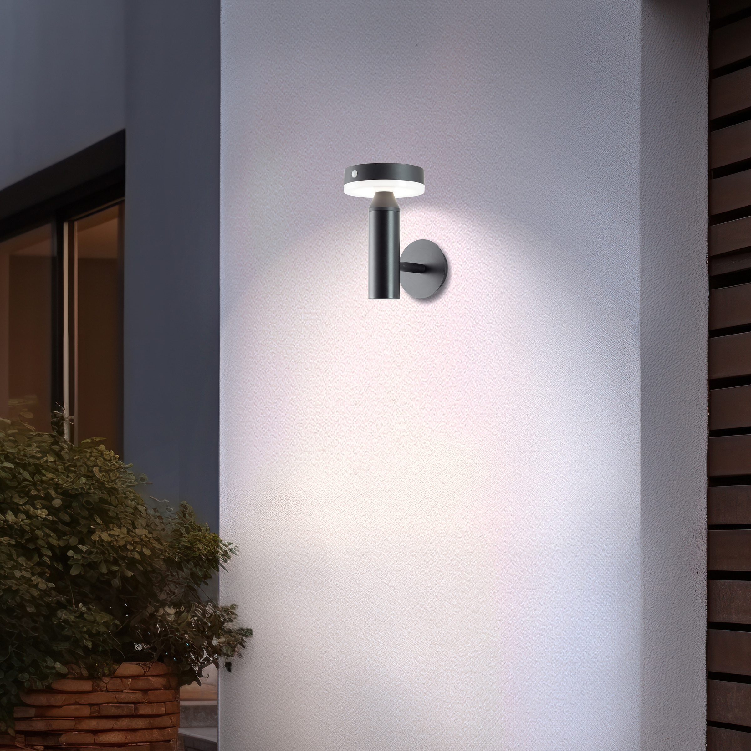 Brilliant LED Außen-Wandleuchte »Magua« 1 Stk. Neutralweiß LED Außenwandlampe mit Solar, 20 cm, 350 lm, 4000 K, Metall, schwarz