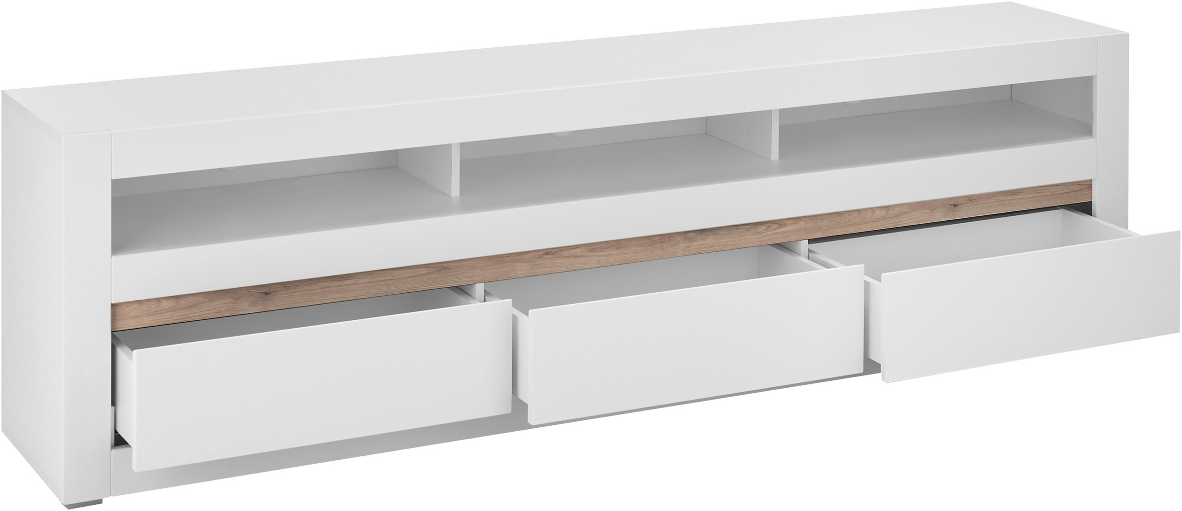 INOSIGN Wohnwand »Anbauwand in Weiß Matt, Wohnzimmer-Set mit austauschbarer Blende«, (Set, 2 St.), enhält Lowboard, Wandboard, zeitloses Design, 217 cm breit