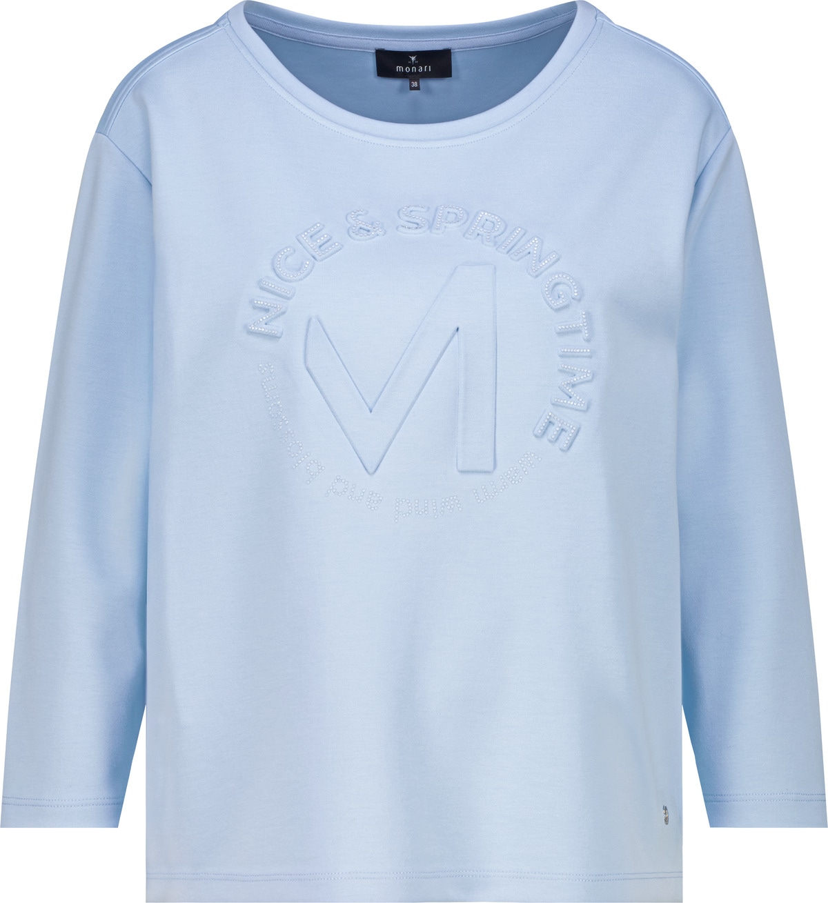 Monari Sweatshirt , Rundhalsausschnitt, Prägedruck mit Strasssteinen, Regular Fit

