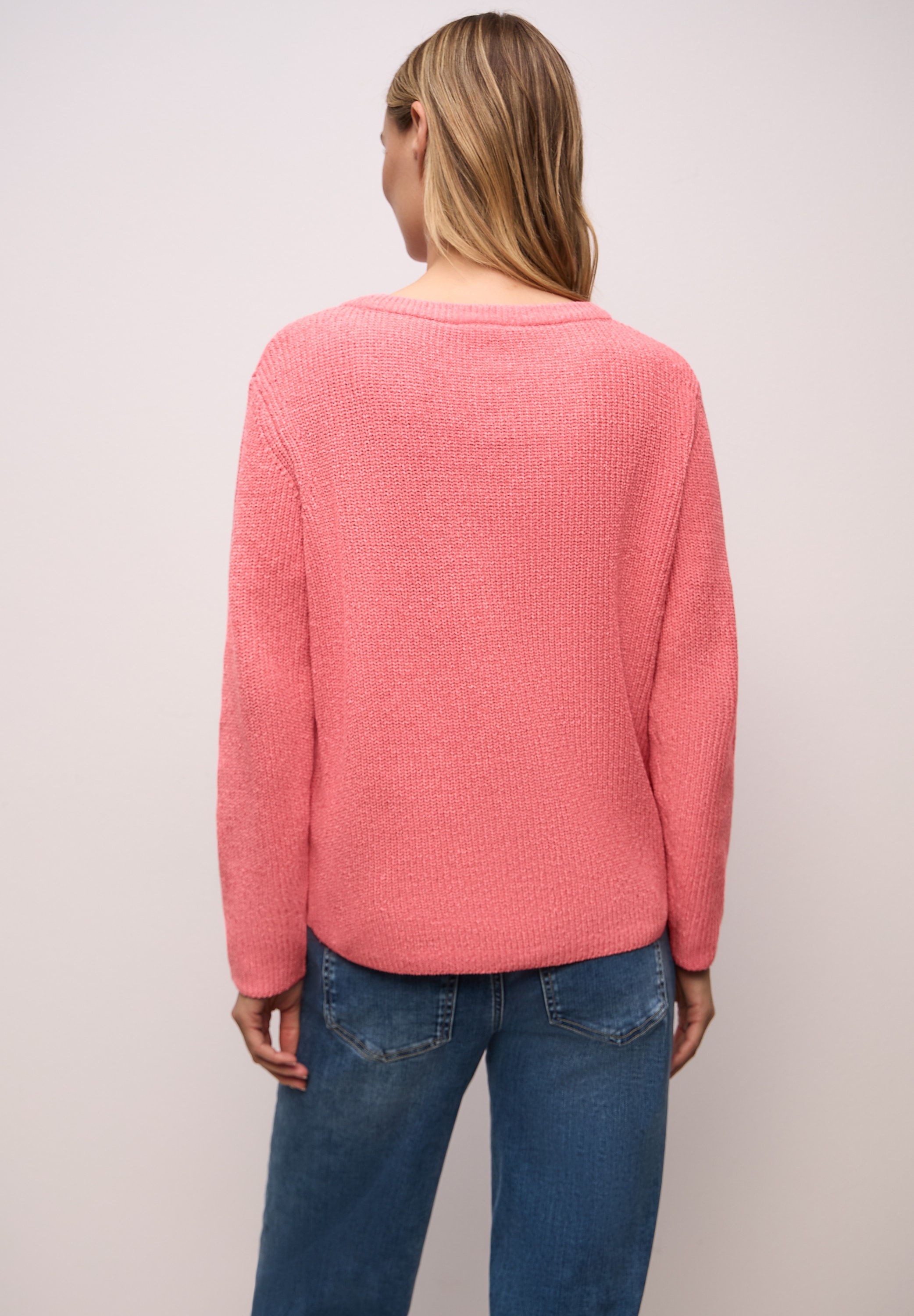 STREET ONE Strickpullover Chenille Pullover mit U-Boot-Auschnitt
