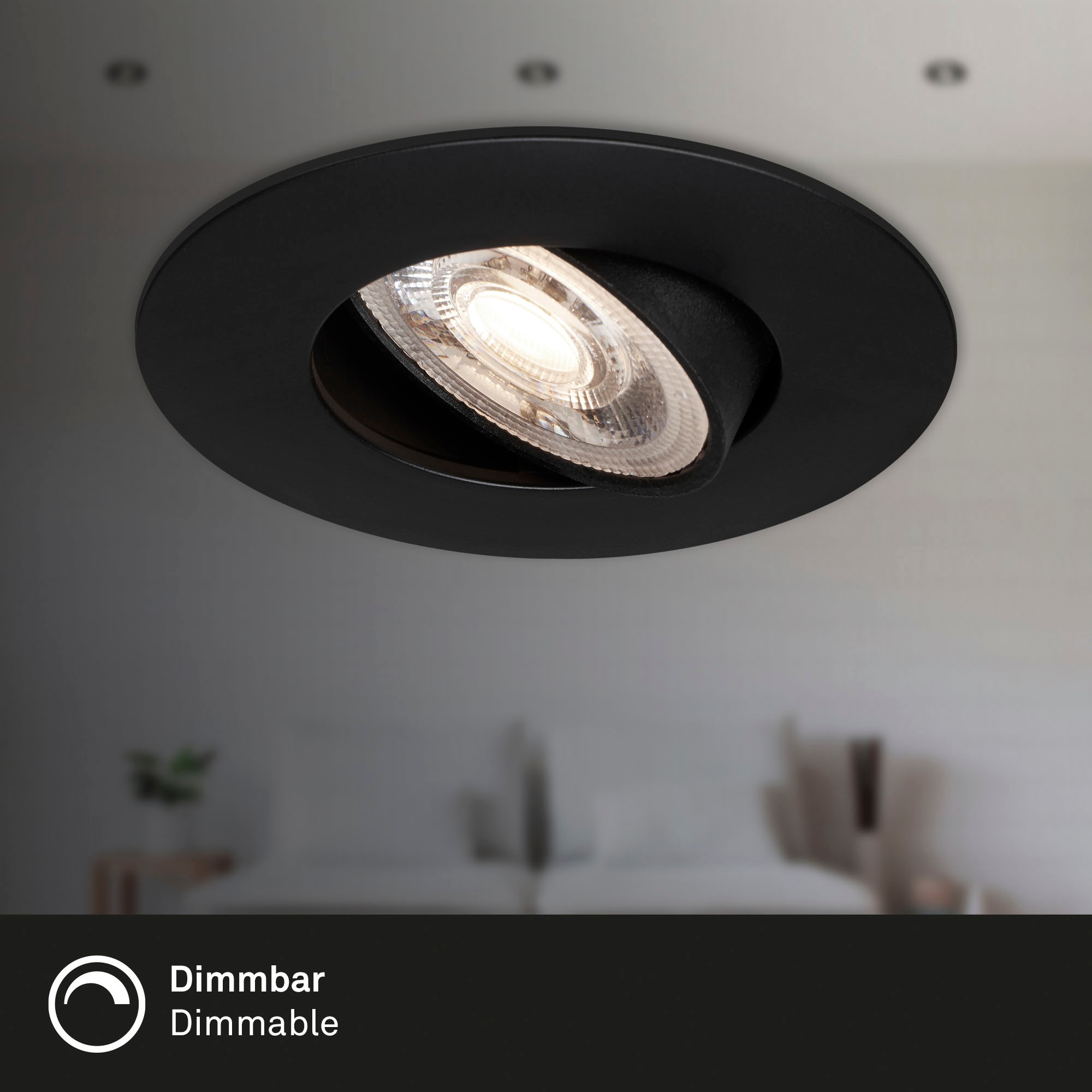 Briloner Leuchten LED Einbauleuchte »7048035 KULANA« LED-Board Warmweiß 3er Set, ultraflach, schwenkbar, stufenlos dimmbar, schwarz