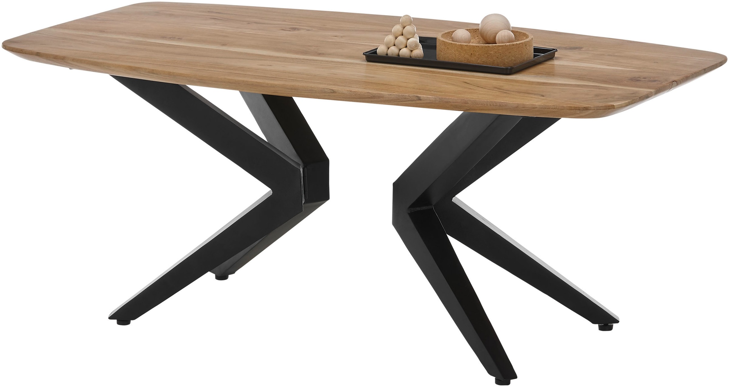 Stolkom Couchtisch »Bill Wohnzimmertisch Akazie Massivholz, BxHxT 110x45x60 cm«, Schweizer Kante, Industrial Style Akazie Massivholz