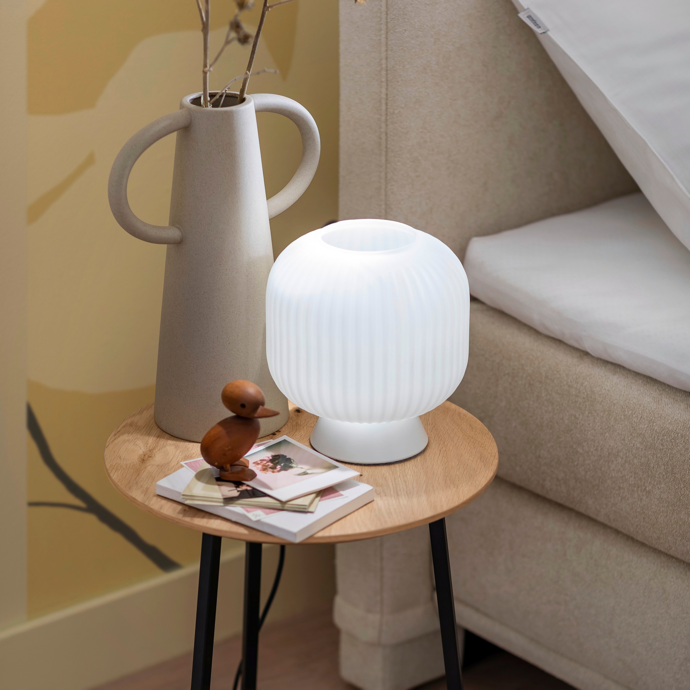 SCHÖNER WOHNEN-Kollektion LED Tischleuchte »NAMI« E27 1 Stk. SCHÖNER WOHNEN Kollektion, Schnurschalter, geriffeltes Glas