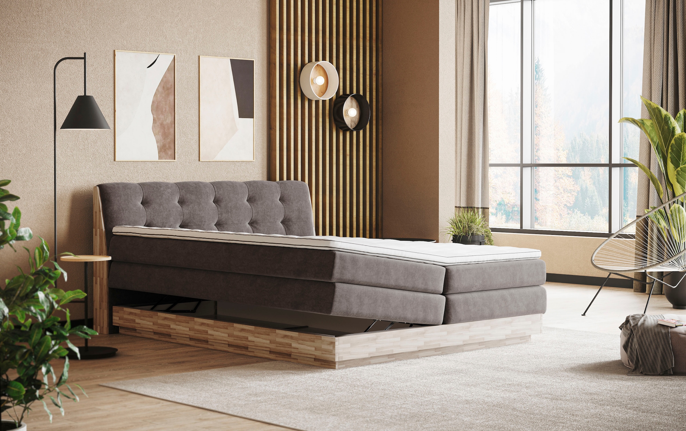 Home affaire Boxspringbett »Naome« Boxspringbett, Inklusive Topper