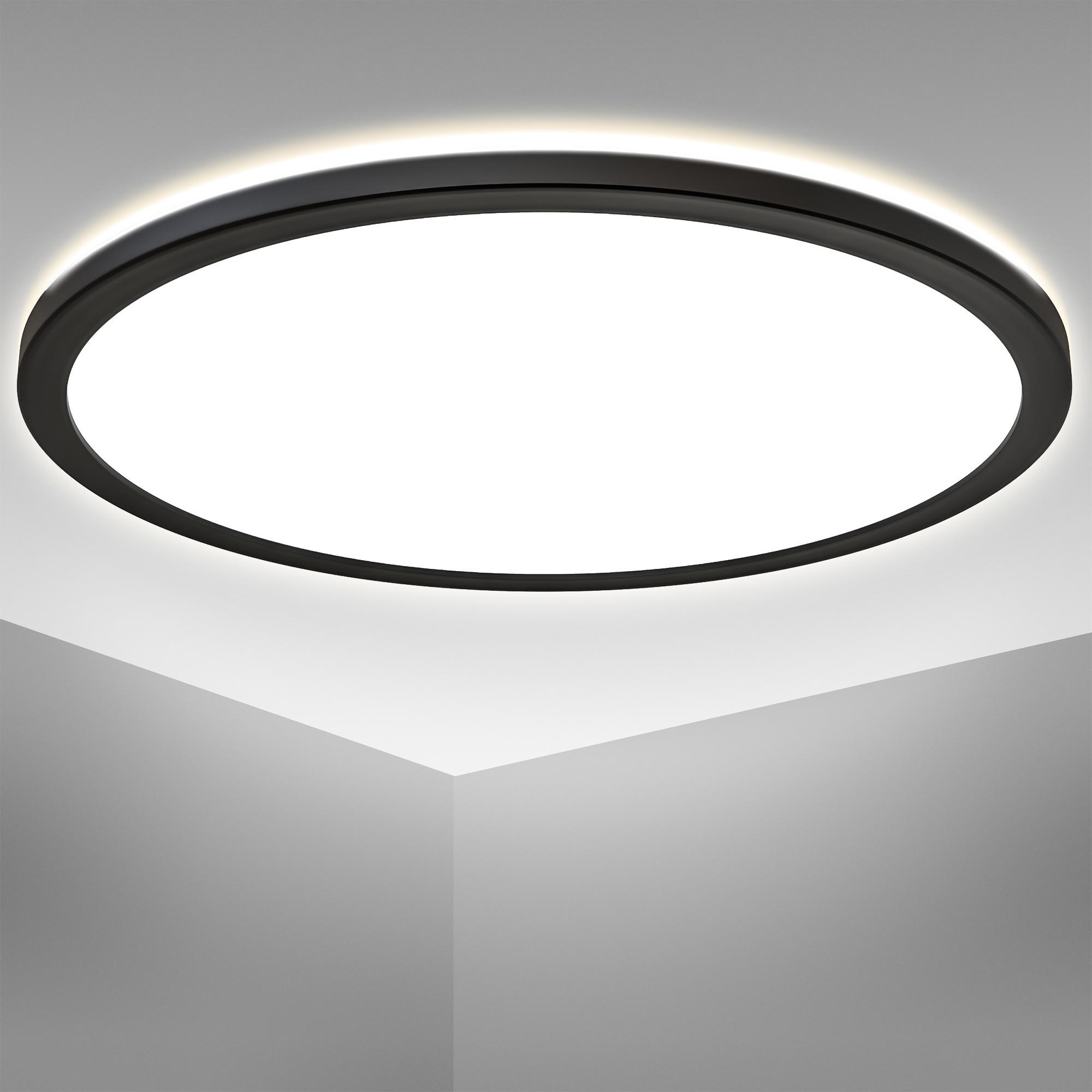 B.K.Licht LED Deckenleuchte, ultraflaches LED Panel mit LED Backlight, 22 Watt, 3.000 Lumen, 4.000 Kelvin, nicht dimmbar, Ø 42,00 cm