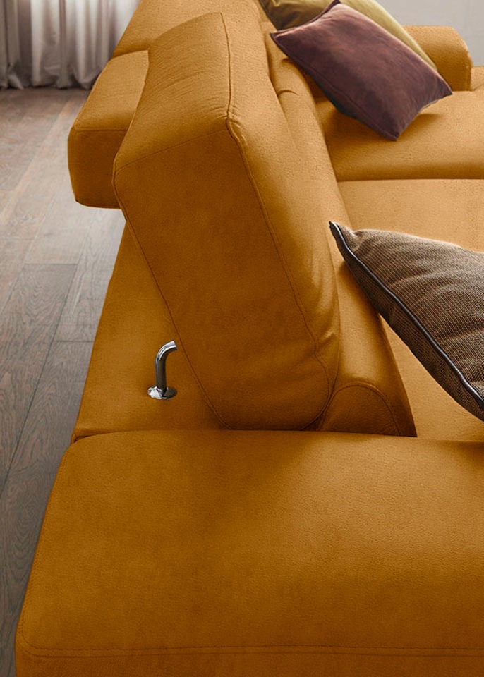 W.SCHILLIG Ecksofa »piedroo, Designsofa mit tollem Sitzkomfort, elegant und bequem, L-Form«, Kopfteilverstellung, wahlweise mit Sitztiefenverstellung, Breite 303cm
