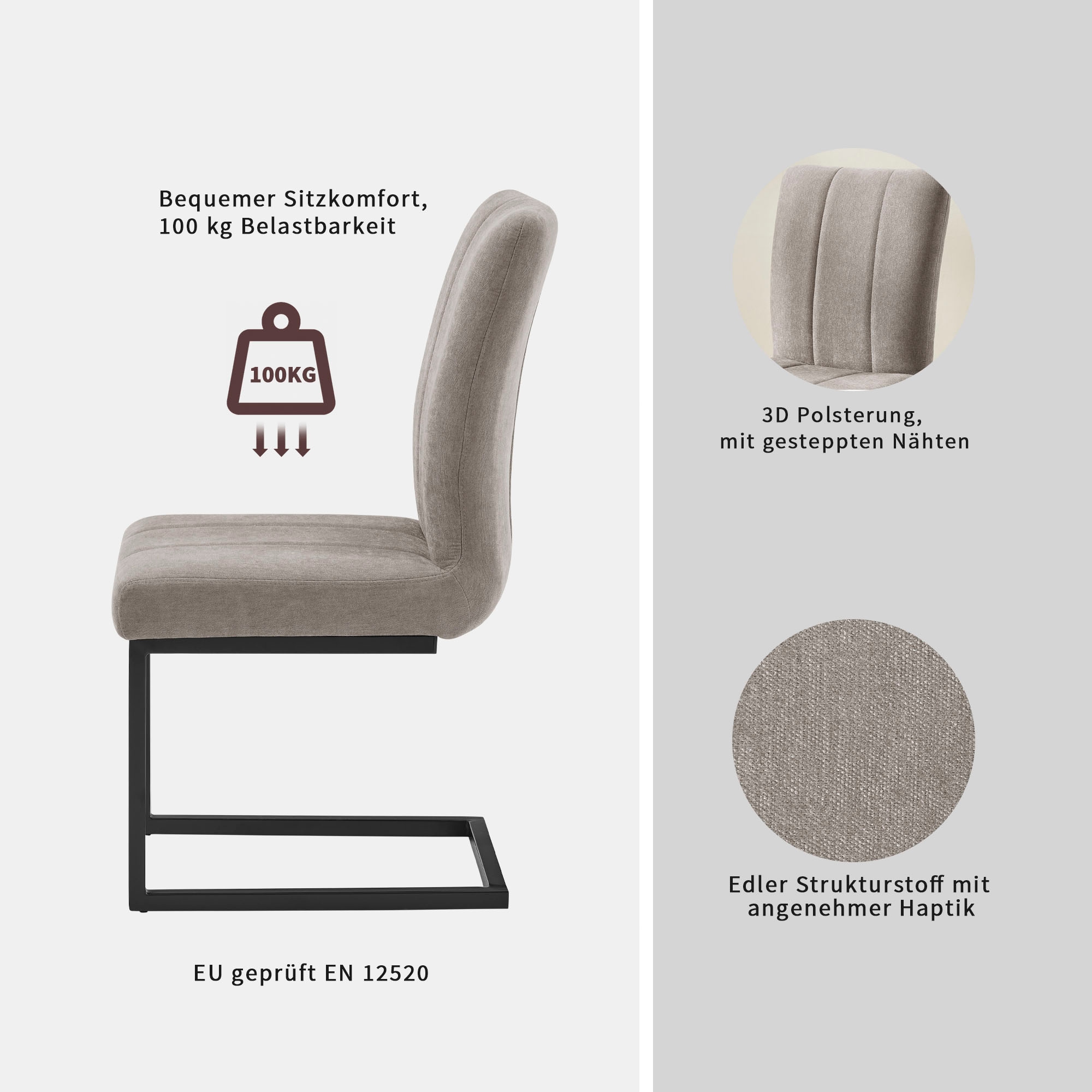 OTTO home Essgruppe »Hennia« Set, 4 tlg. Tischplatte aus Melamin, 2 Freischwinger, Bank, Metallgestell
