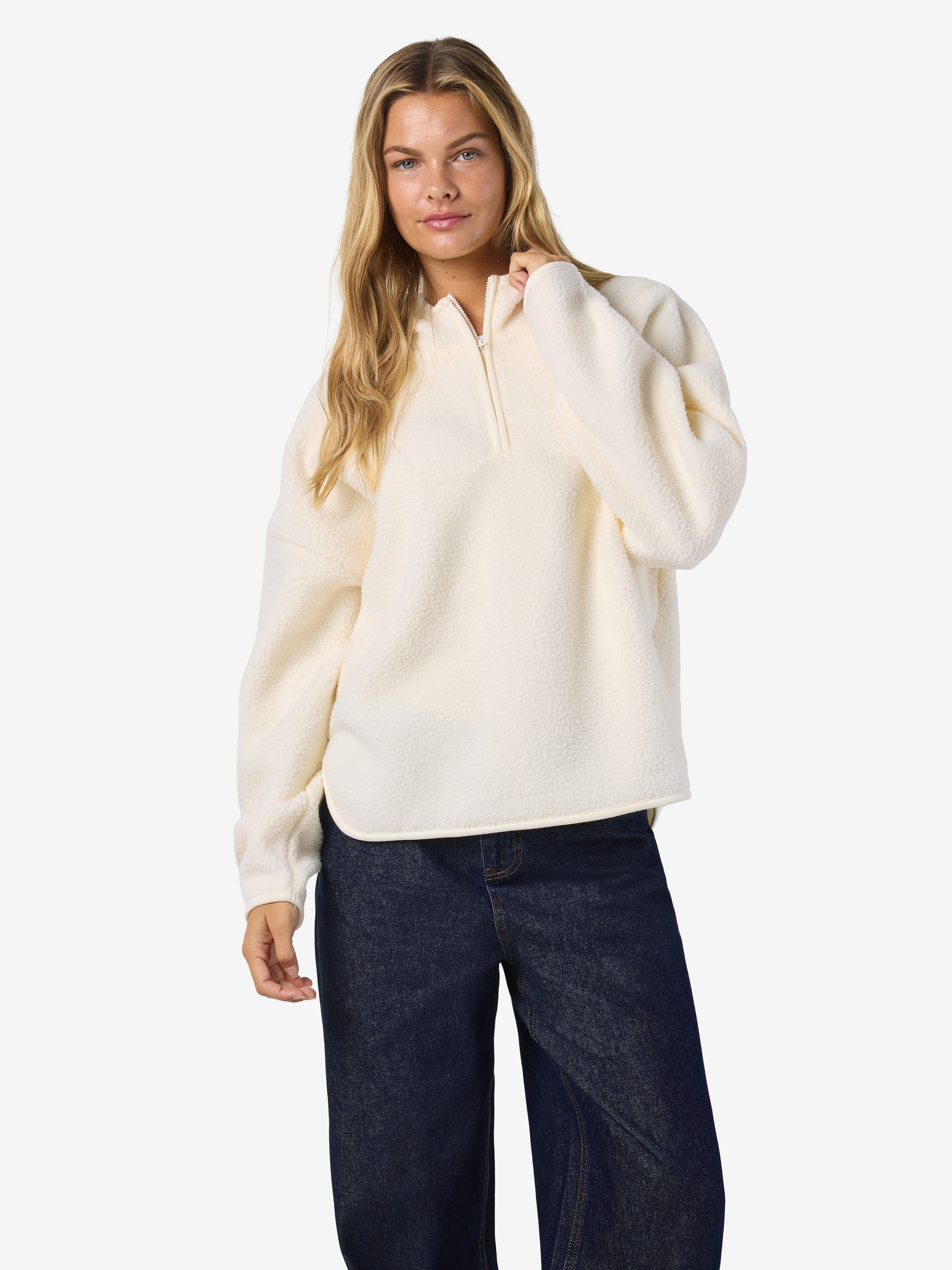 Noisy may Fleecepullover »NMCOZY L/S HALFWAY ZIP SWEATER JRS NOOS«, Polyester, relaxed fit
