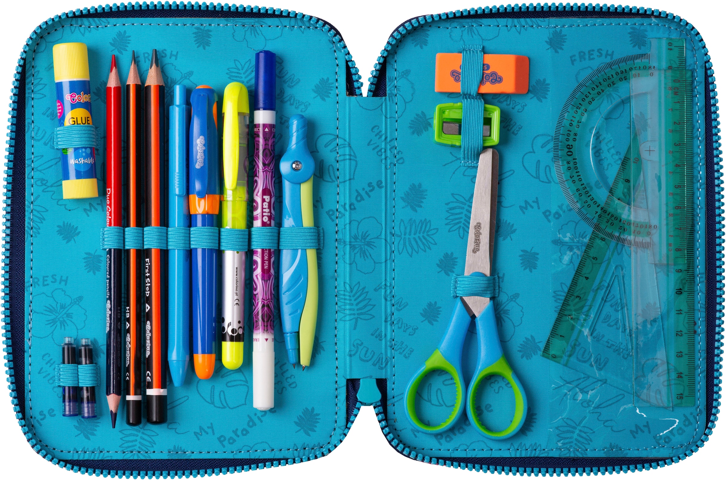 CoolPack Federmäppchen »Etui XL, Disney, Stitch, mit 2 Reißverschlüssen«, befüllt