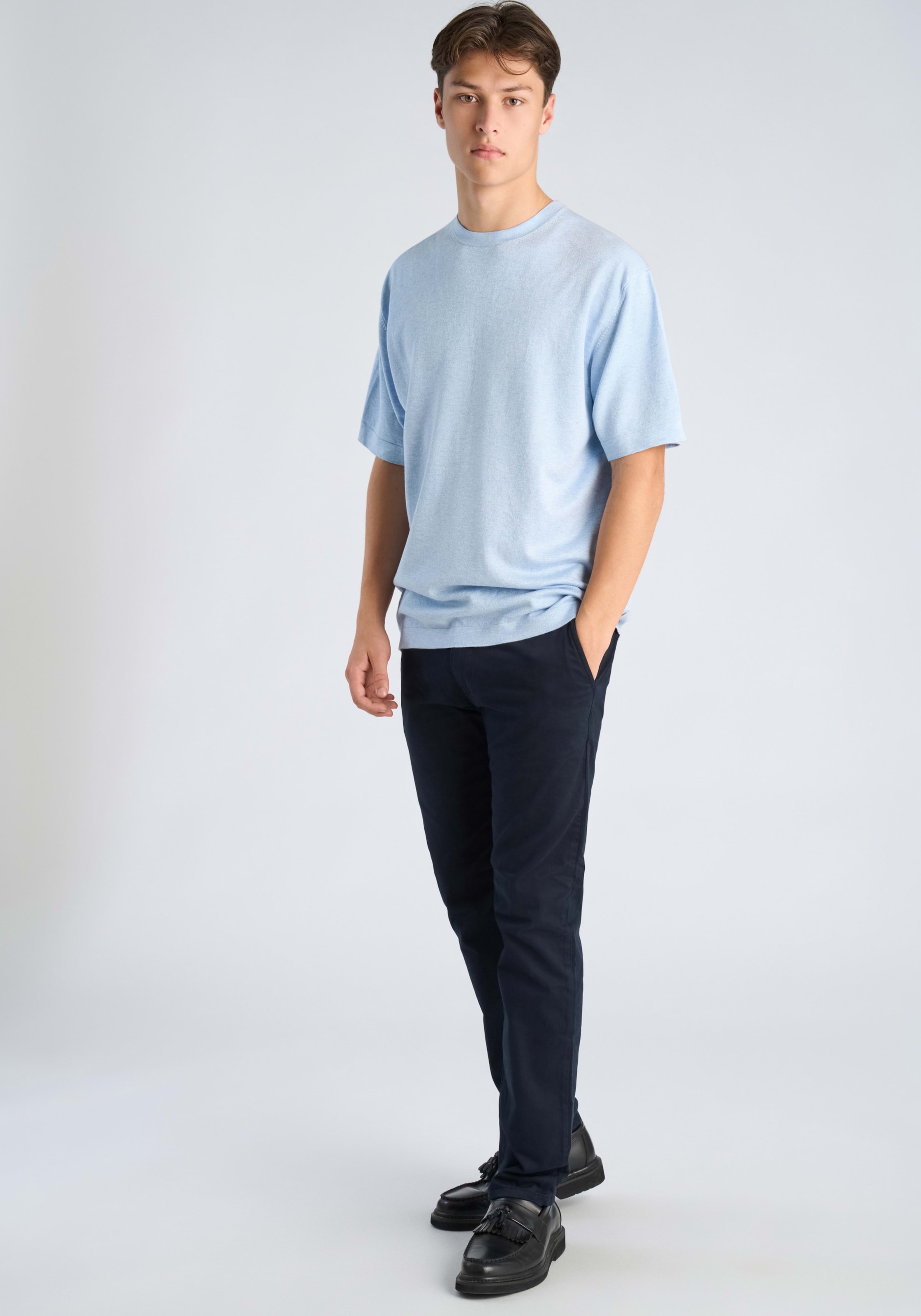 LINDBERGH Rundhalsshirt Halbarm in feiner Strick-Qualität