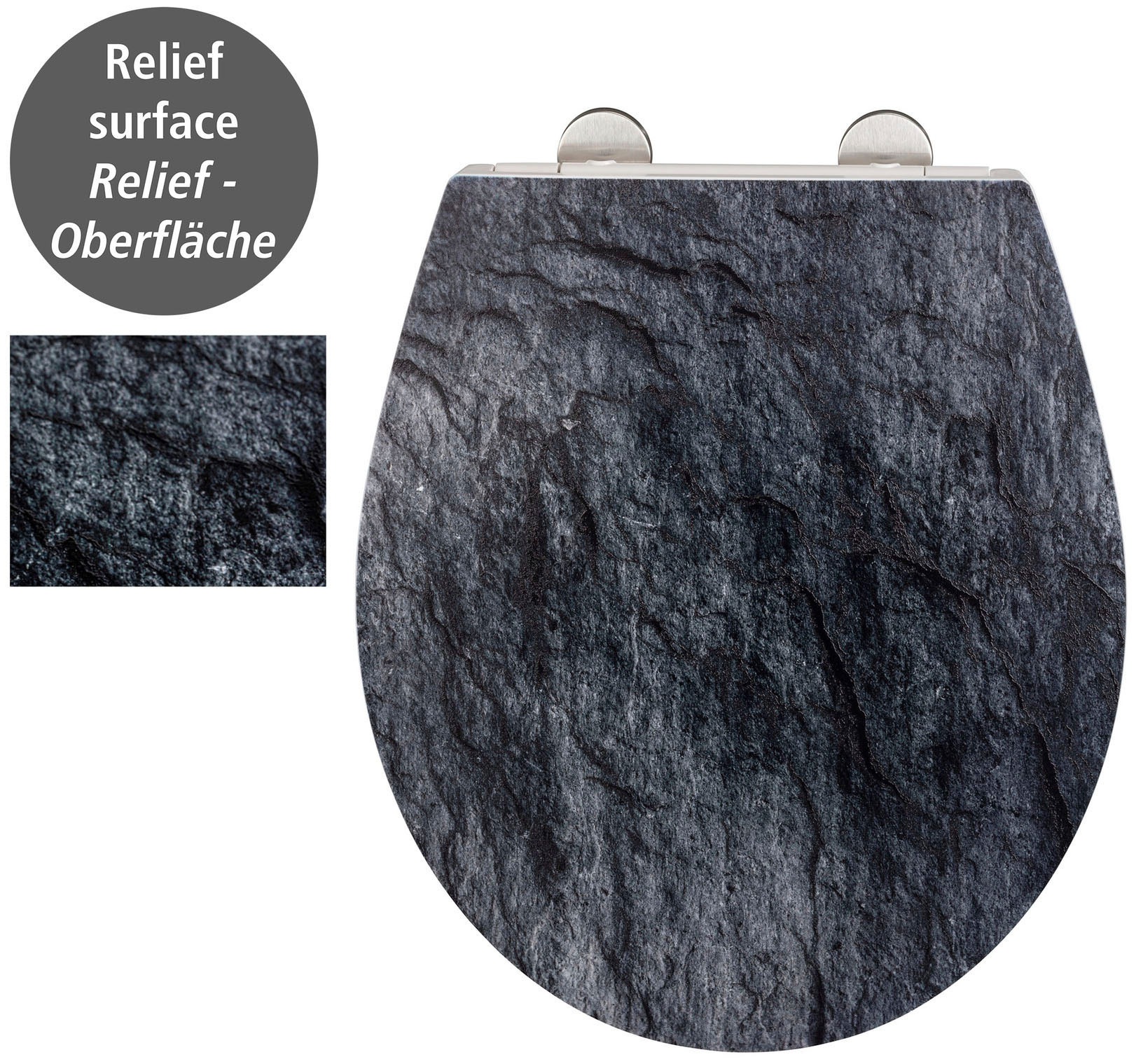WENKO WC-Sitz »Slate Rock« mit Relief, aus antibakteriellem Duroplast
