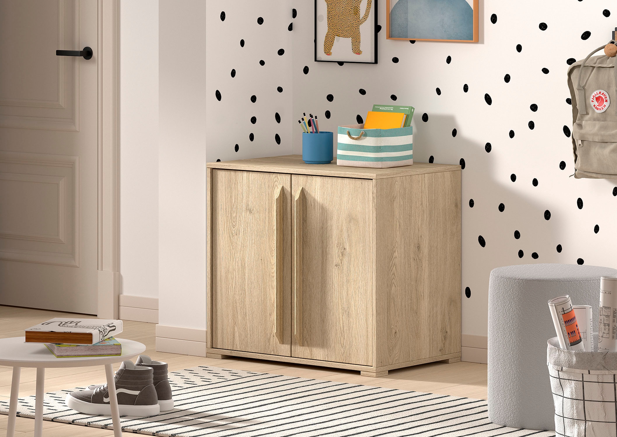 Vipack Stauraumbett »Sam, schlafen und arbeiten in einem, wahlweise Eiche- oder Weiß-Dekor« Liegefläche 90x200 cm, darunter eine große ausziehbare Schreibplatte,  mit Absturzschutz, Leiter u. Stauraum, pflegeleichte Dekor Oberfläche