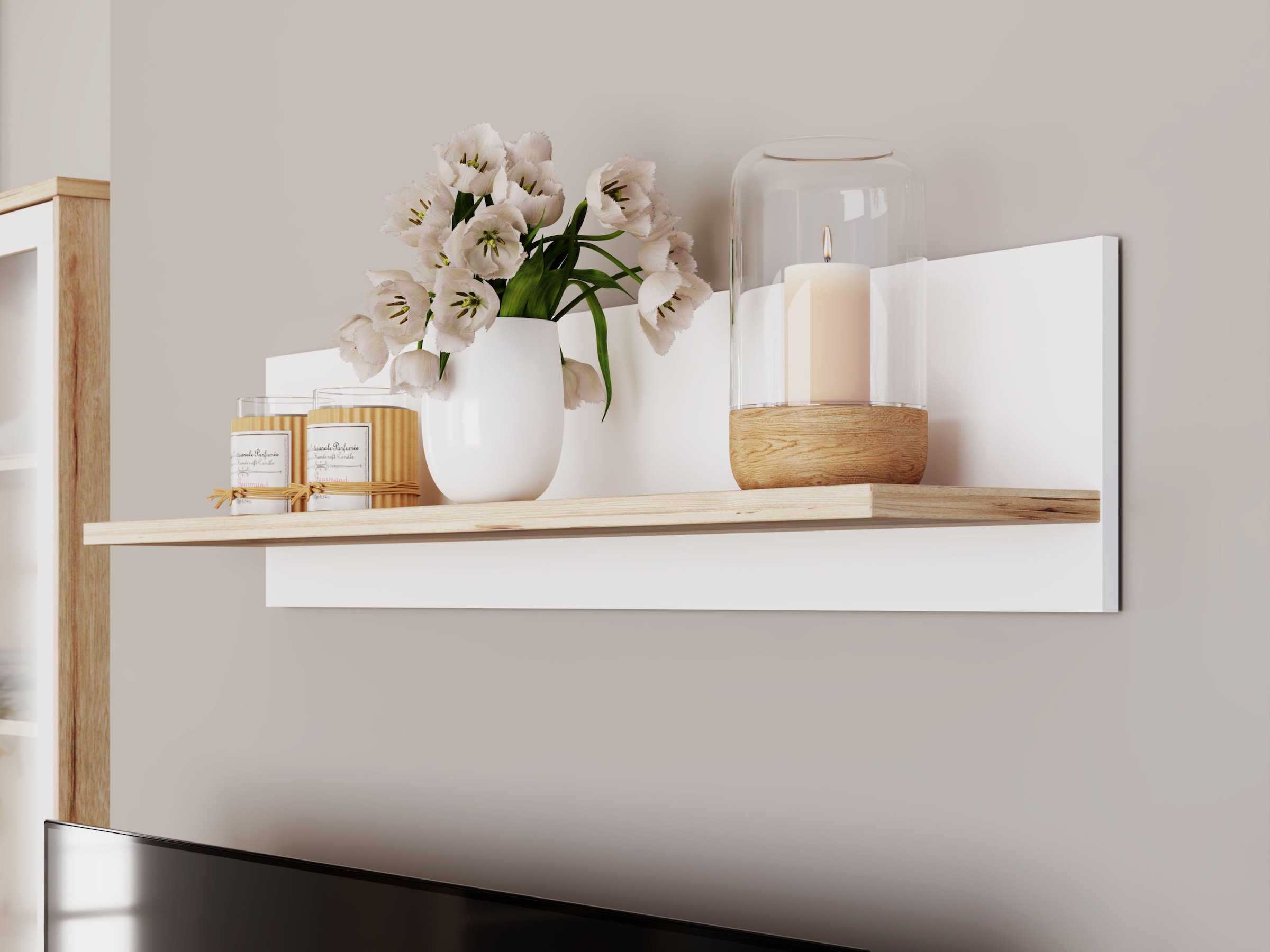 FORTE Wandboard »Vankka Regal Wandmontage«, (B/H/T 120/25,6/21,9 cm), Wandregal, zweifarbiges Dekor, einfache Montage