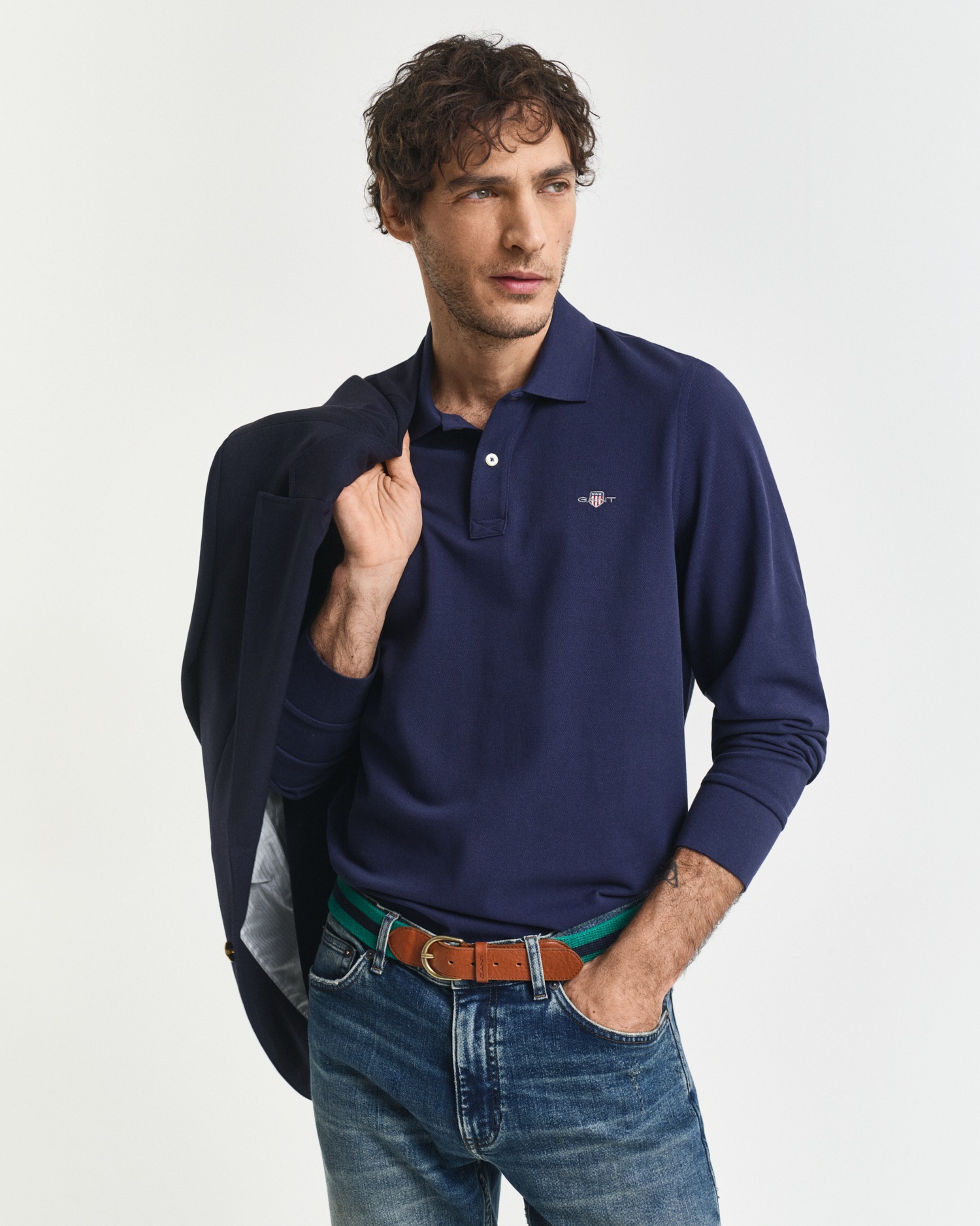 Gant Poloshirt »REG SHIELD LS PIQUE RUGGER«, mit Logotickerei auf der Brust
