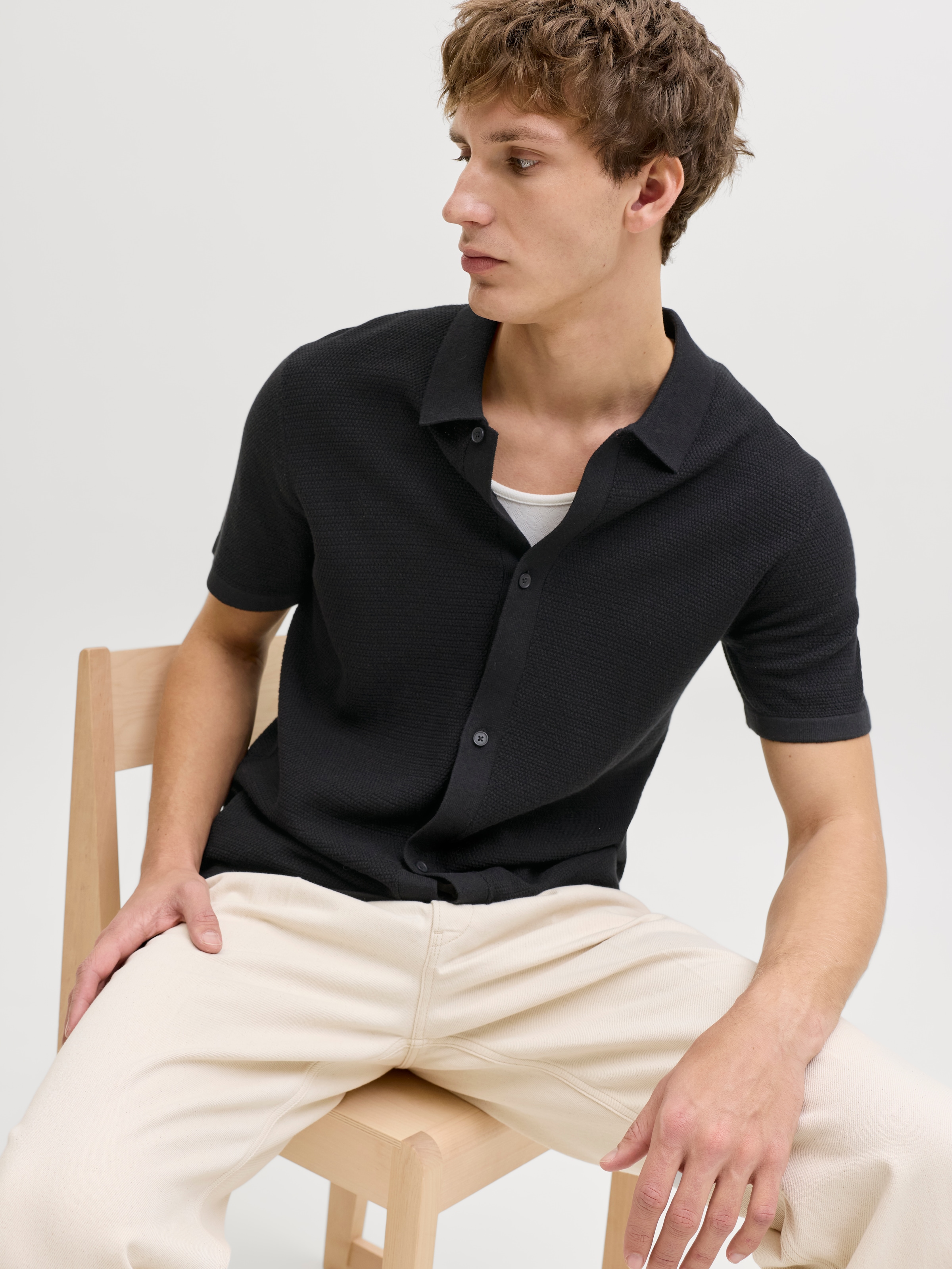 Jack & Jones Strickpullover »JJEGEORGE KNIT SHIRT SS SN« mit Polokragen