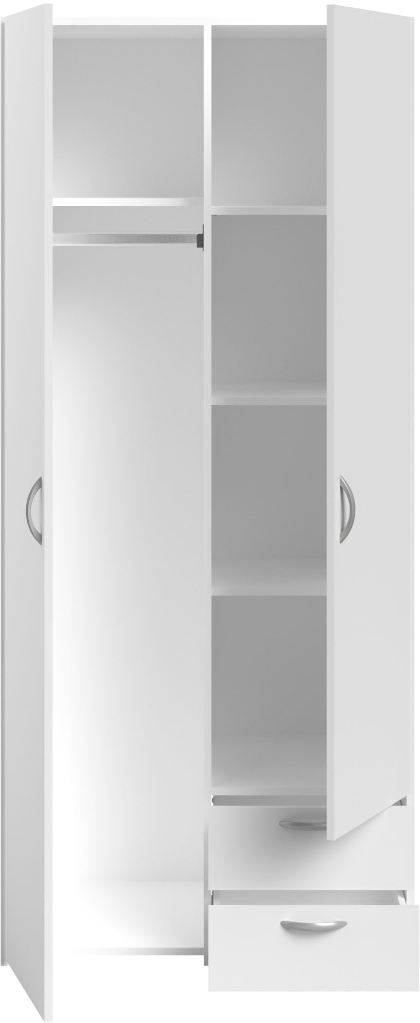 Parisot Jugendzimmer-Set »Parisot, Milky 12«, (3 tlg.), tolles halbhohes Hochbett, Kleiderschrank mit Mittelwand und Stauraum