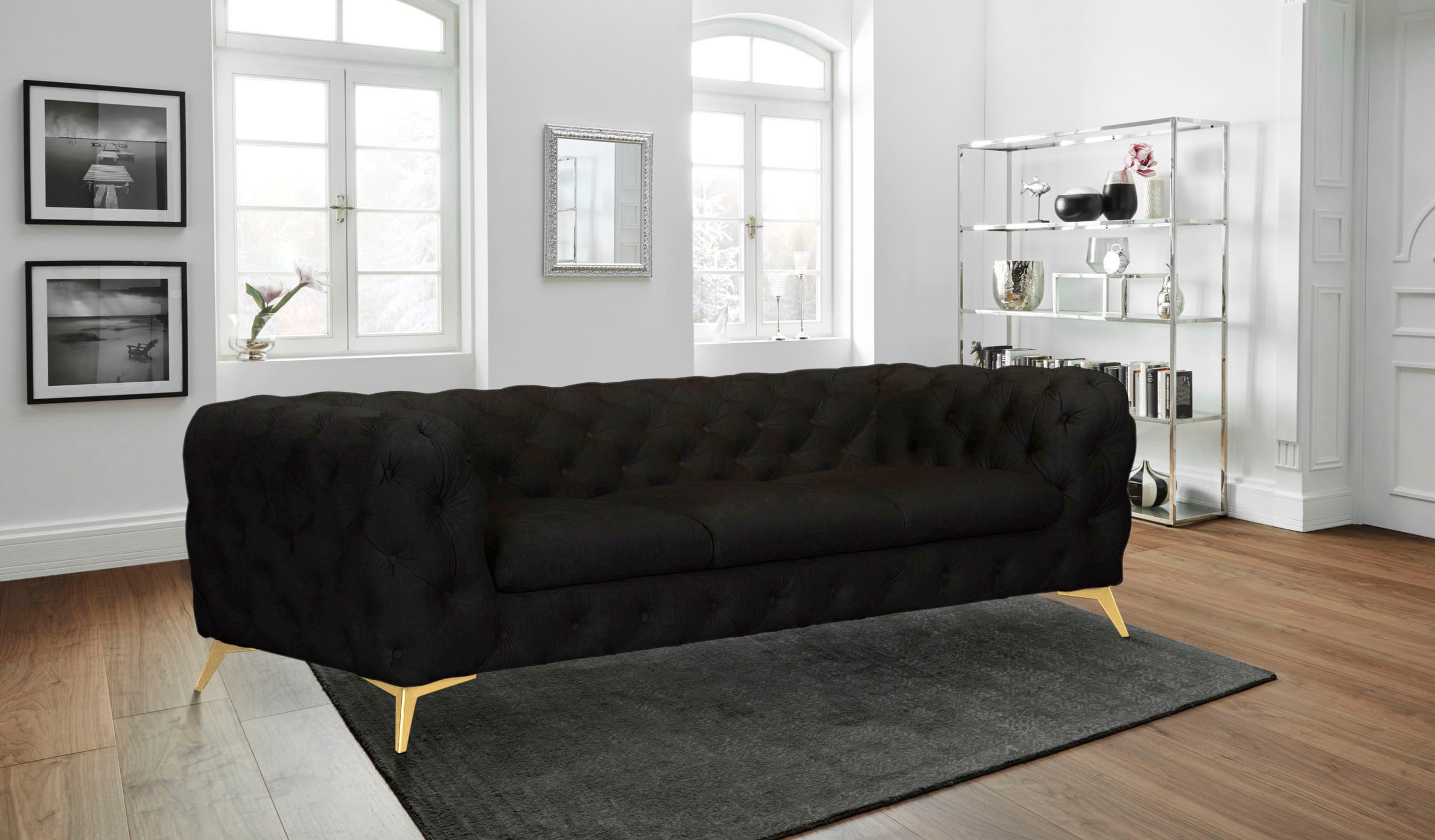 Home affaire Chesterfield-Sofa »Glynis« aufwändige Knopfheftung, moderne Chesterfield Optik, Fußfarbe wählbar