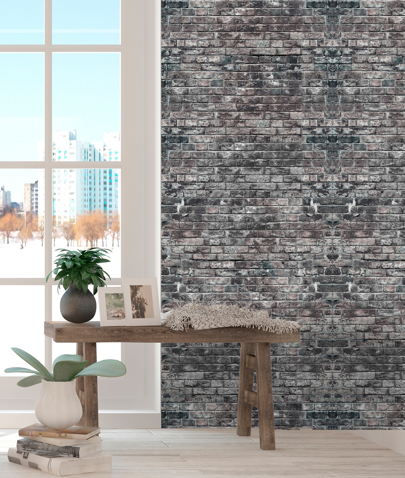 queence Vinyltapete »The Wall« Steinoptik glatt 90x250cm, selbstklebend, kinderleichte Anbringung, , Sticker