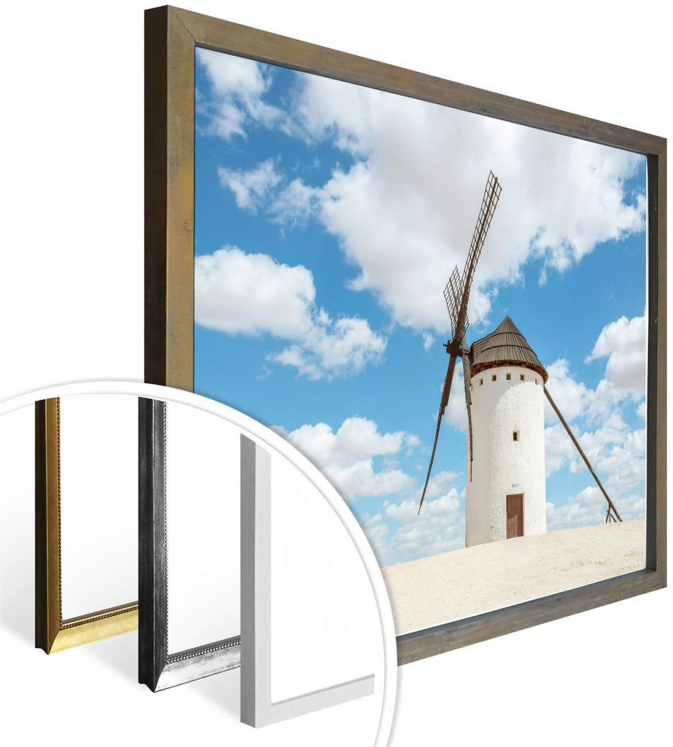 bequem Bild, (1 St.), kaufen Quijote Wall-Art Poster »Windmühlen Wandposter Gebäude, Wandbild, Spanien«, Poster, Don