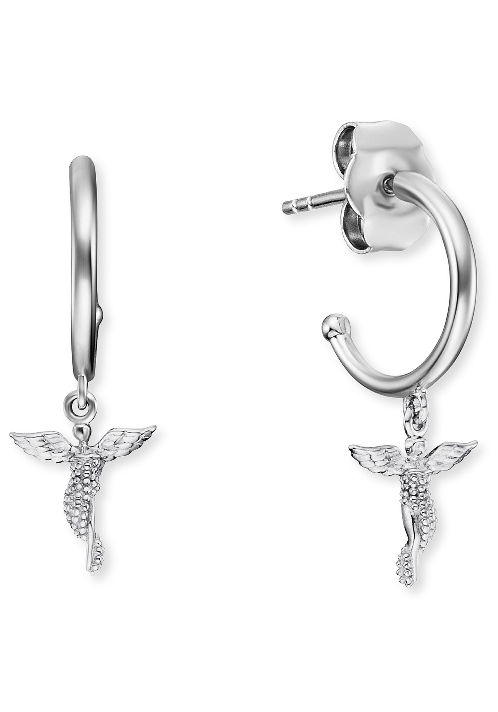 Angel Whisperer Silver Guardian Angel Hoop Earrings ERE-LILANGEL-CR