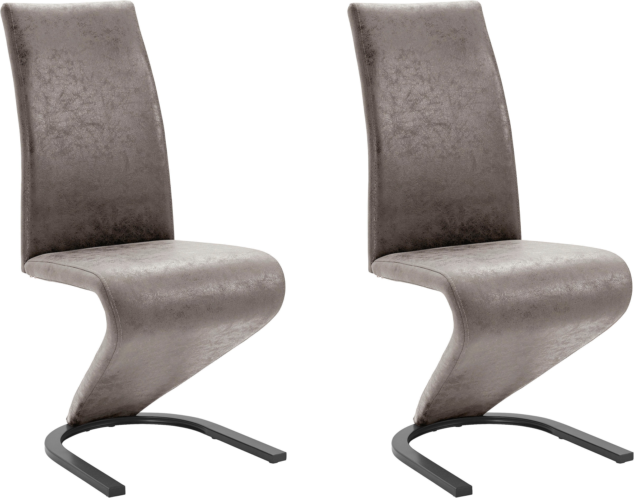 Home affaire Esszimmerstuhl »Ziri Schwingstuhl«, (Set), 2 St., Microfaser, Bezug aus strapazierfähiger Microfaser, schwarzes Metallgestell