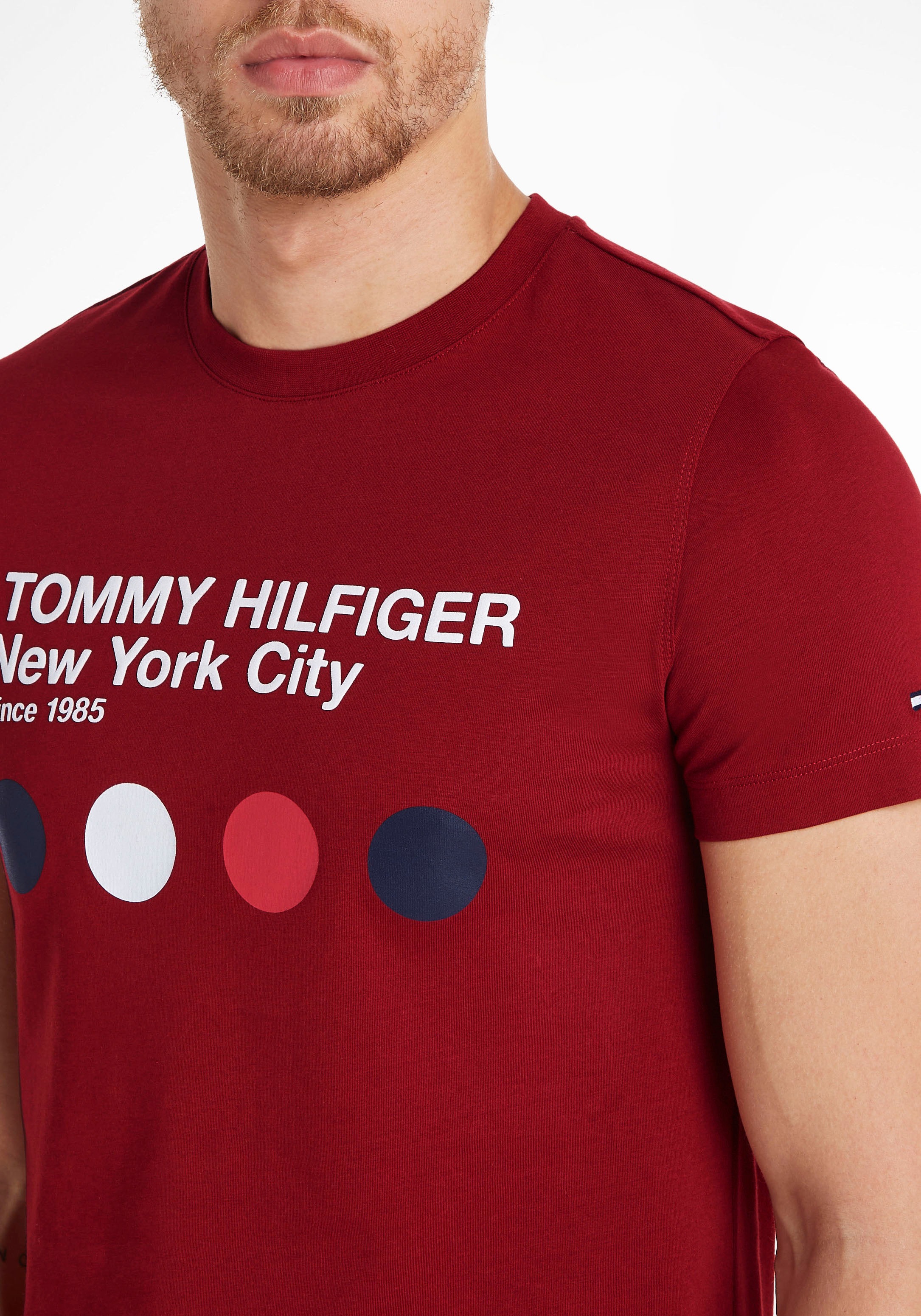 Tommy Hilfiger T-Shirt »METRO DOT GRAPHIC TEE«, mit Metro inspiriertem  Druck bei ♕ | Baseball Caps