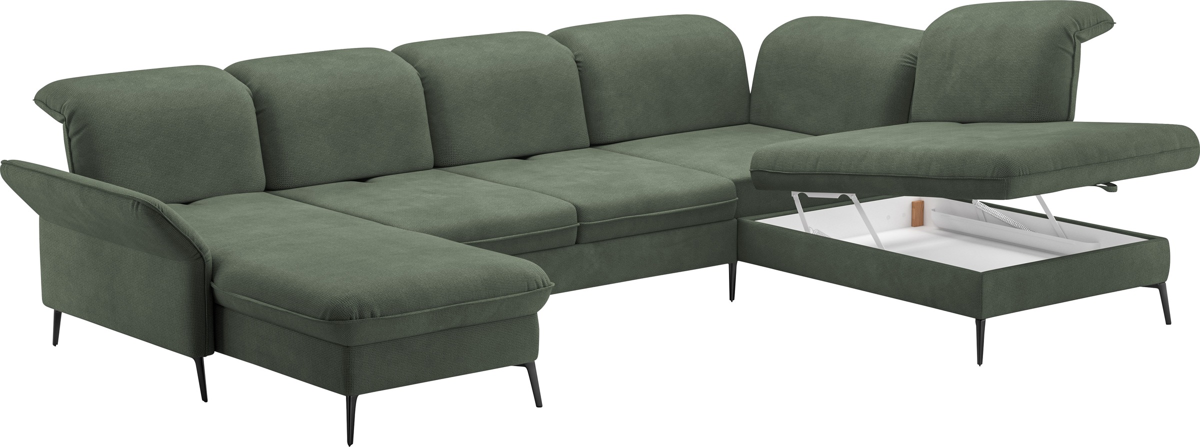 sit&more Wohnlandschaft »Emely, inkl. Sitztiefenverstellung«, wahlweise mit Bettfunktion,Bettkasten,Kopf- & Armteilverstellung