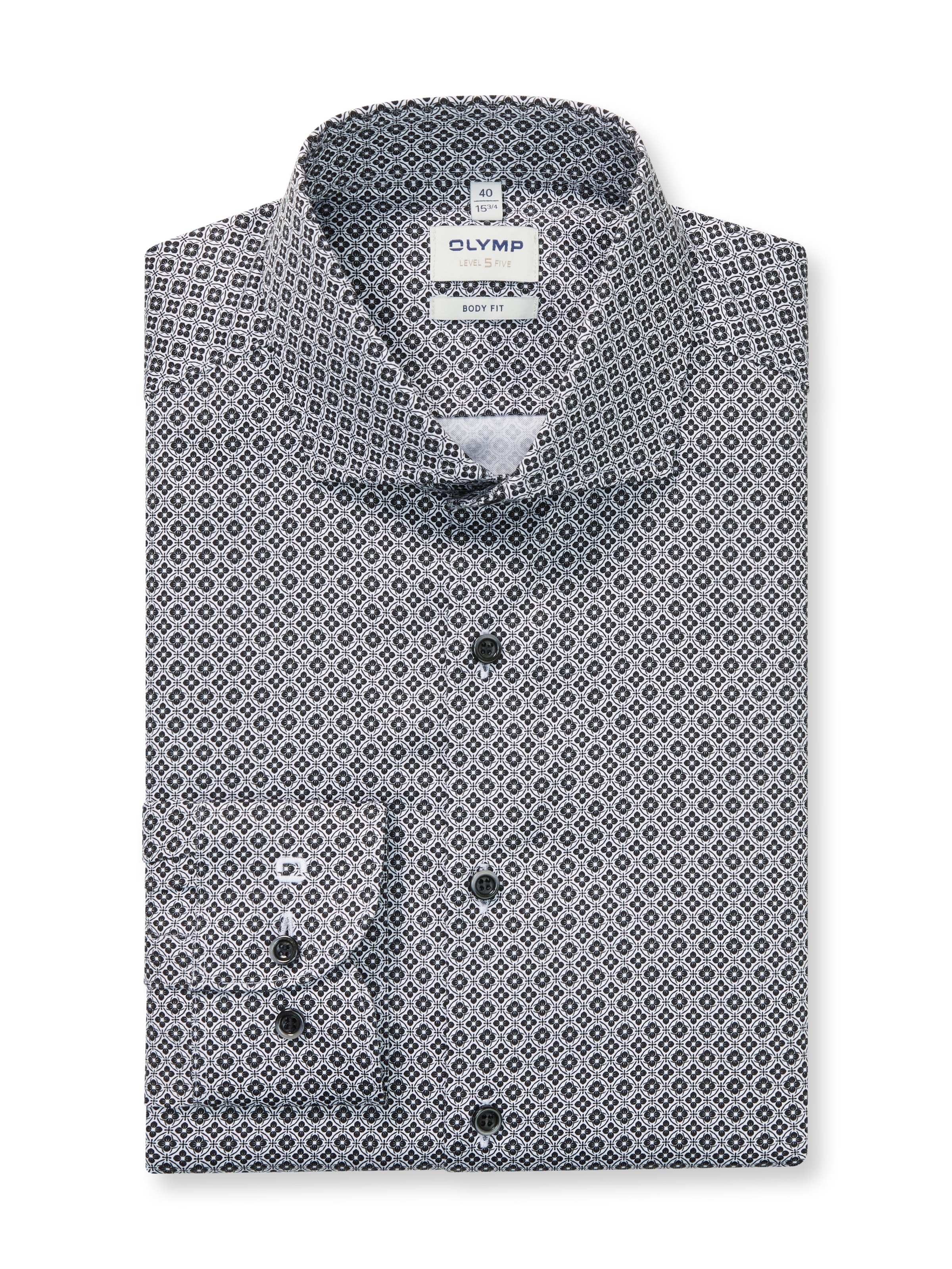 OLYMP Langarmhemd »Level 5« Businesshemd, Royal-Kentkragen, gemustert, body fit