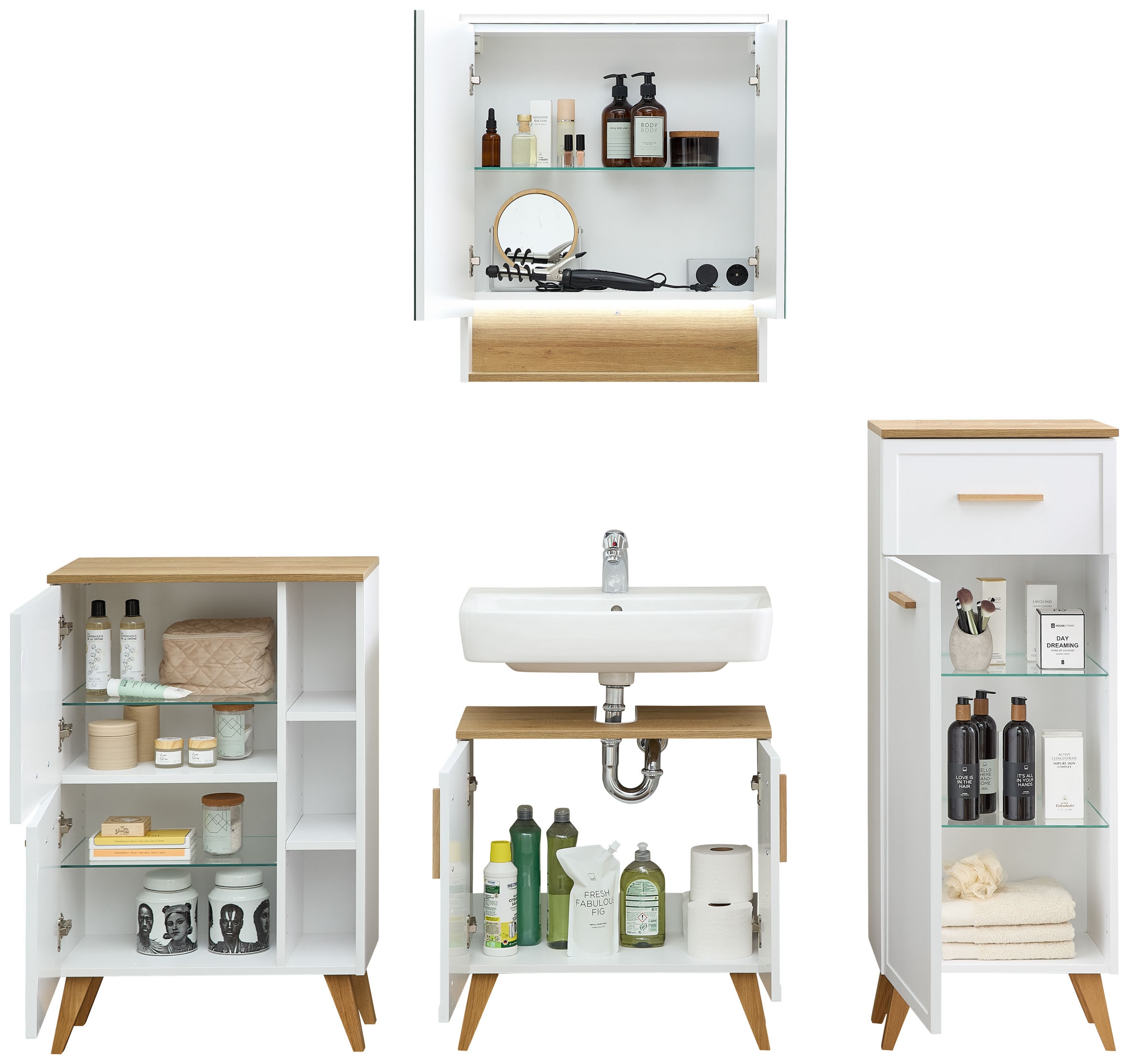 Saphir Badmöbel-Set »5-teilig, mit Soft-Close Türen und Fuß-Set« Set, 7 Stk. tlg.