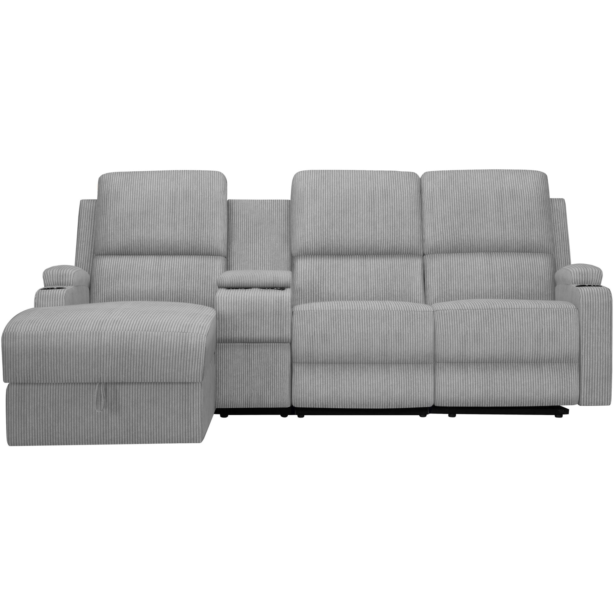 Home affaire Ecksofa »NAPORI Multimediasofa, 3er Kinosessel XXL, L-Form, Cord«, Kinosofa mit Relaxfunktion, Getränkehalter, Staufach und Staukasten