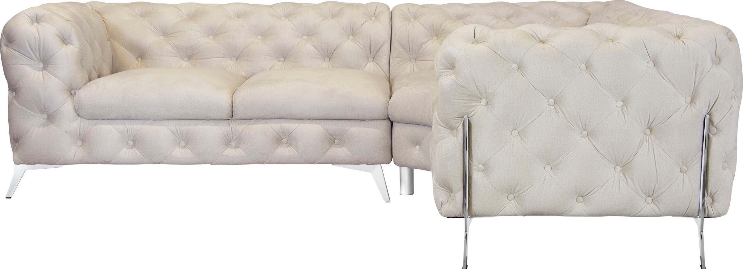 Leonique Chesterfield-Sofa »Amaury L-Form«, moderne Chersterfield-Optik, Breite 262 cm, Fußfarbe wählbar