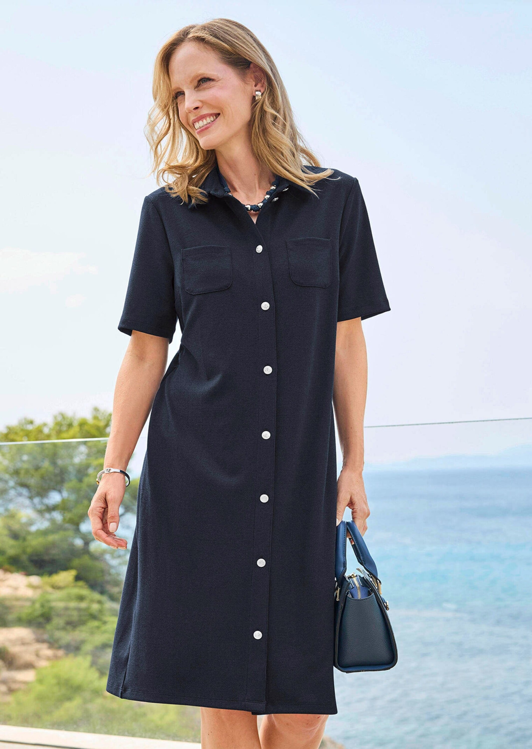 GOLDNER Jerseykleid »Kurzgröße Maritimes Kleid aus Interlock Jersey«