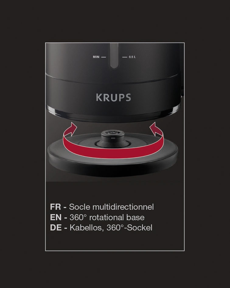 Krups Wasserkocher »BW2448 Pro Aroma«, 1,6 l, 2400 W, Beleuchteter Ein-/ Ausschalter, Schwarz