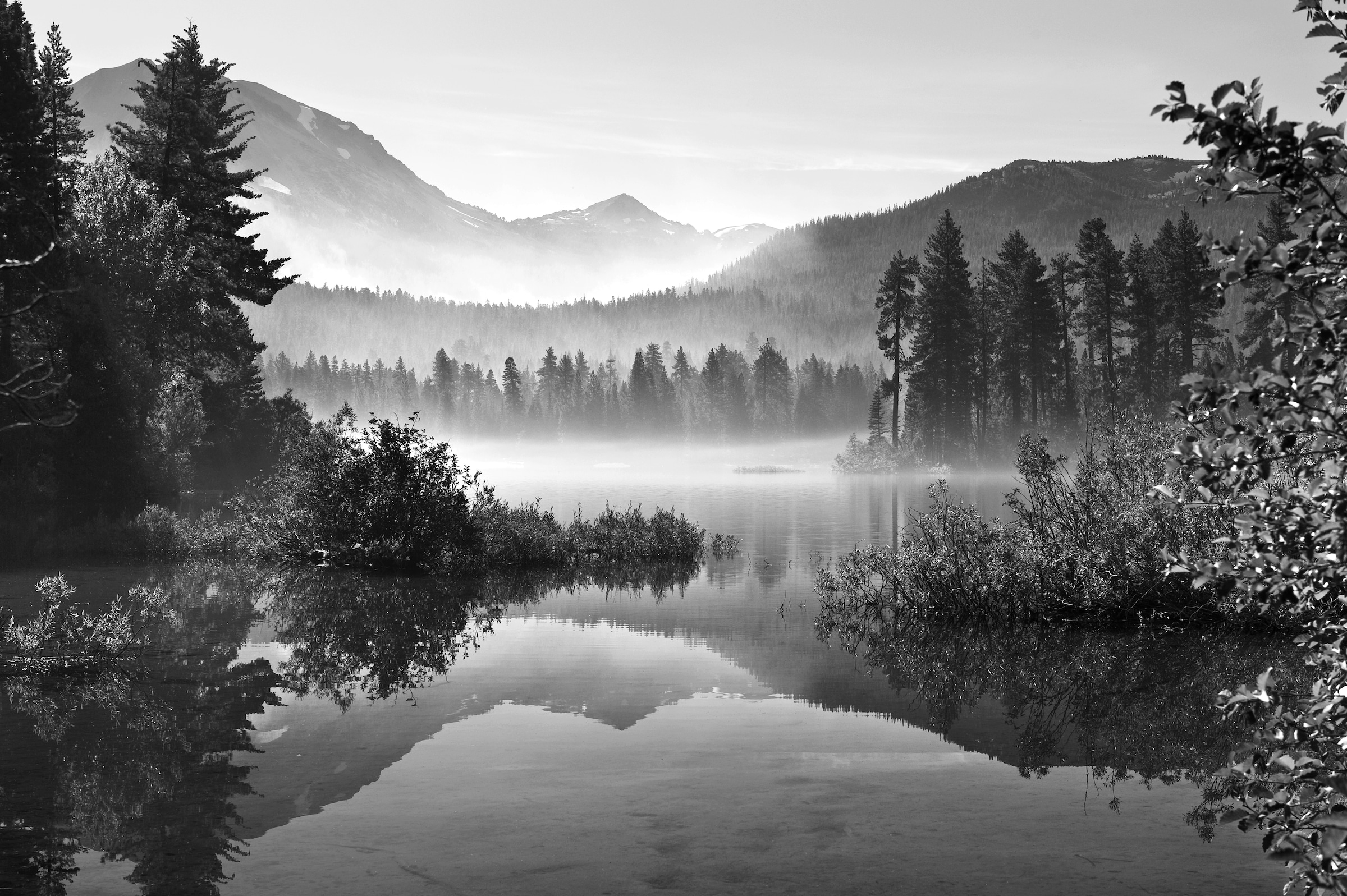 Papermoon, Fototapete »Landschaft Schwarz & Weiß«, schwarz/weiß, Vlies, B/L: 4,5 m m x 2,8 m m - Bahnen: 9 Stk. St., schwarz/weiß