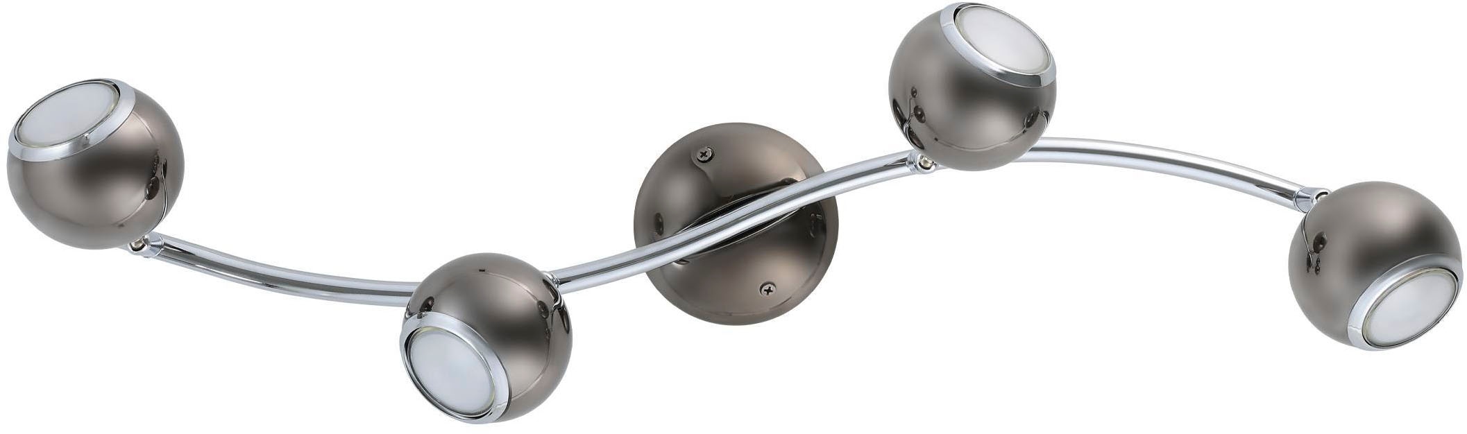 EGLO Deckenleuchte »Bimeda Deckenlampe, Flurlampe, Deckenstrahler aus Metall, GU10, Lampe« GU10 1 Stk. Warmweiß Spot - L64 x B10 cm - nickel-nero, chrom - 4X2,8W inkl.