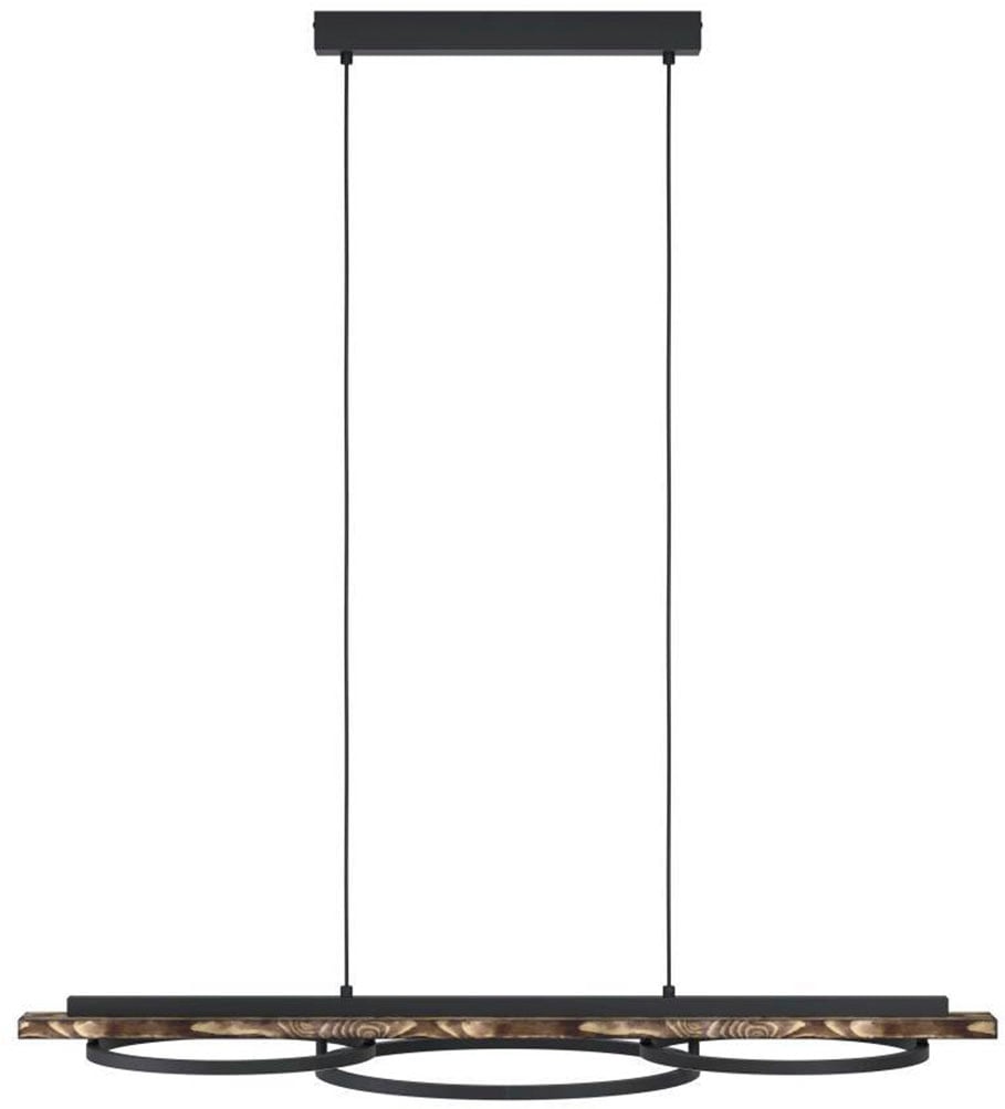EGLO Hängeleuchte »BOYAL« in schwarz und rustikal aus Stahl, Holz, inkl. LED fest integriert - 2 x 12,5 Watt und 1 x 15,5 Watt, warmweiß