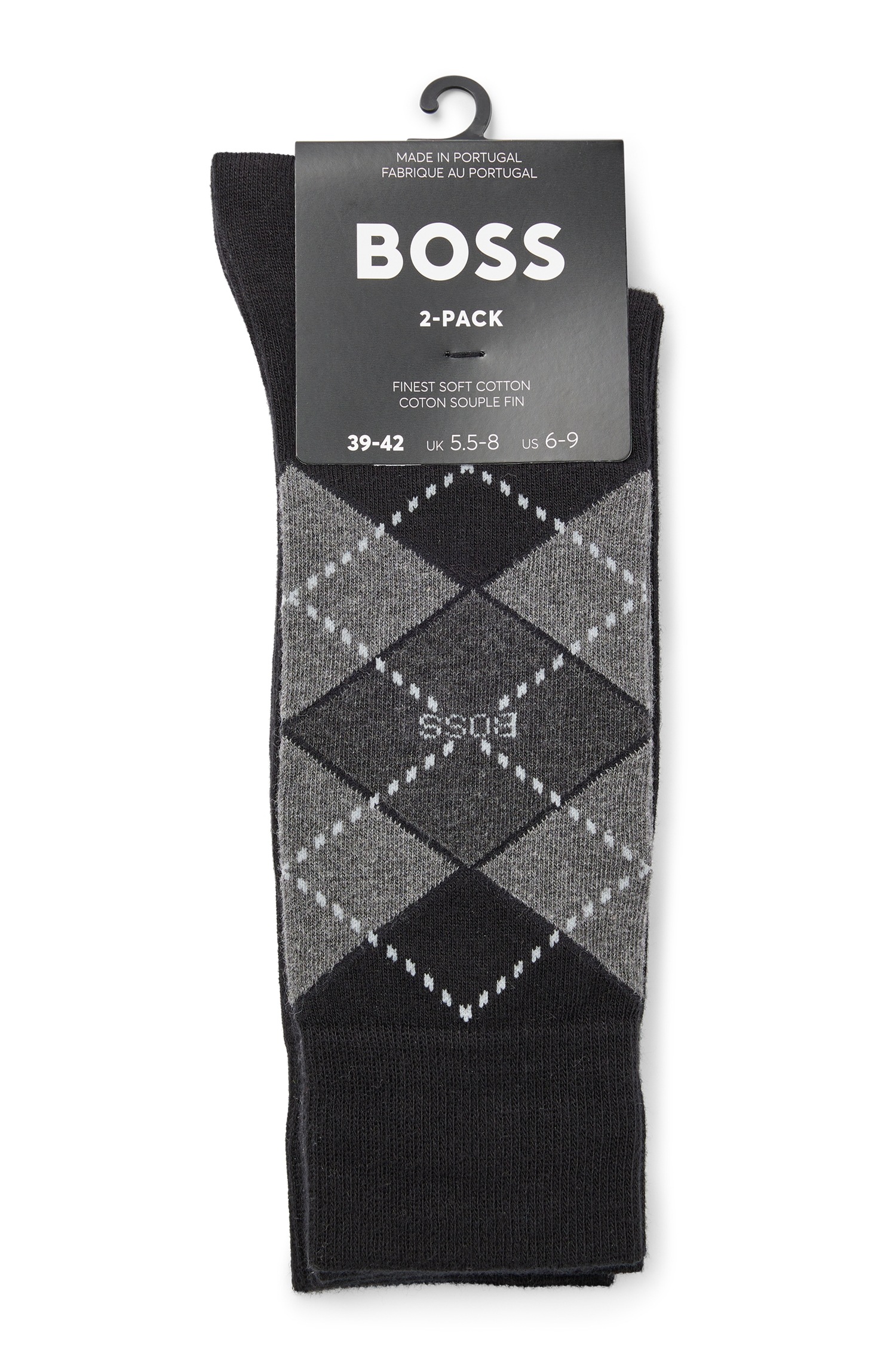BOSS Socken »2P RS Argyle CC« Packung, 2er Pack, 2 Paar tlg. mit BOSS Schriftzug