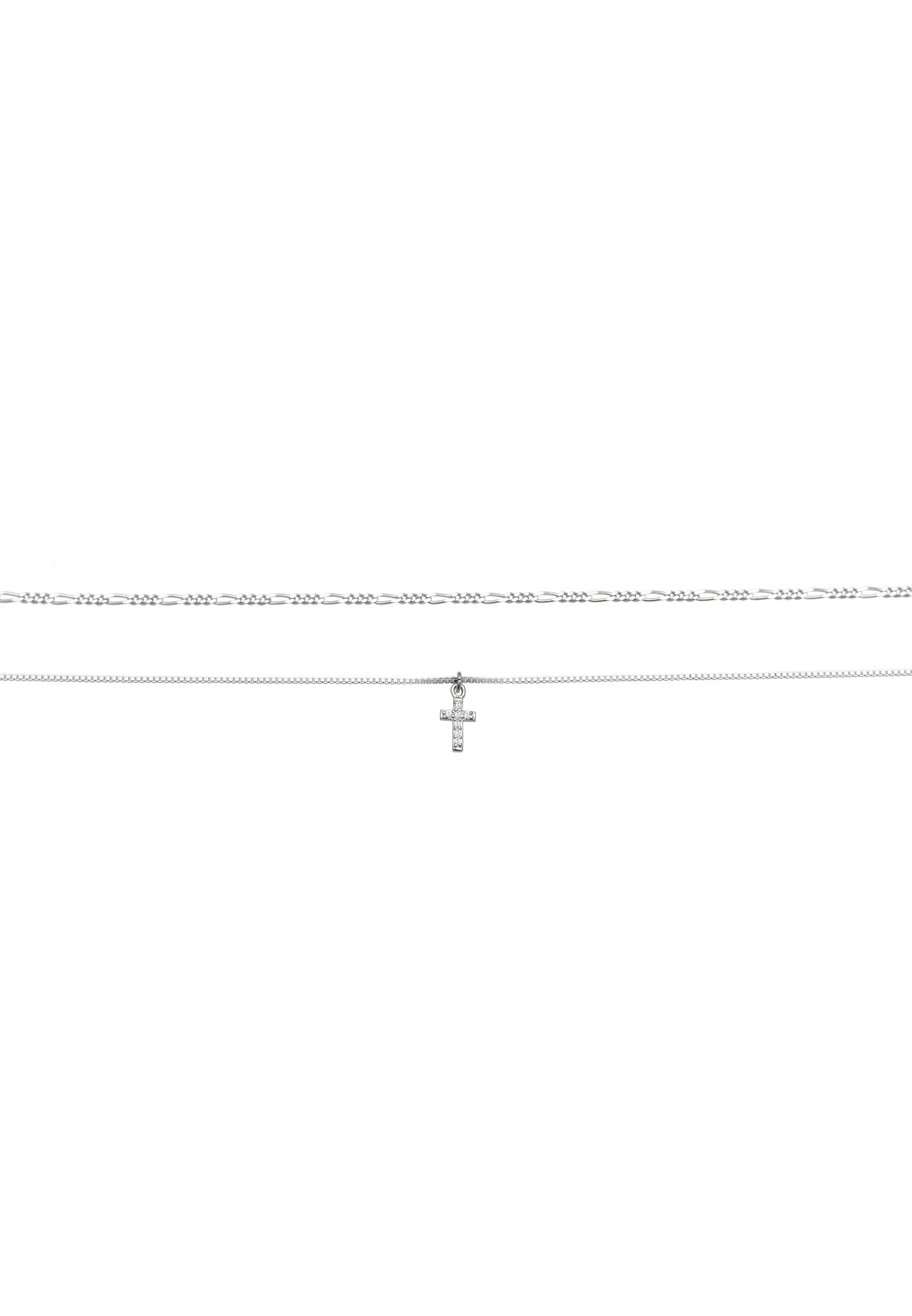 Elli Silberkette »Halskette Layer Choker Kreuz Filigran 925er Silber«