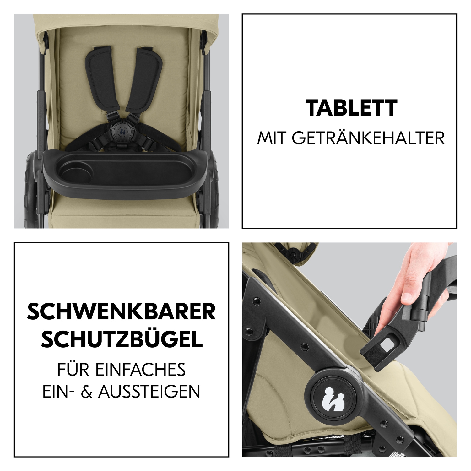 Hauck Kinder-Buggy »Shop N Care, Olive«, 22 kg, bis 22 kg belastbar; kompatibel mit Babyschale