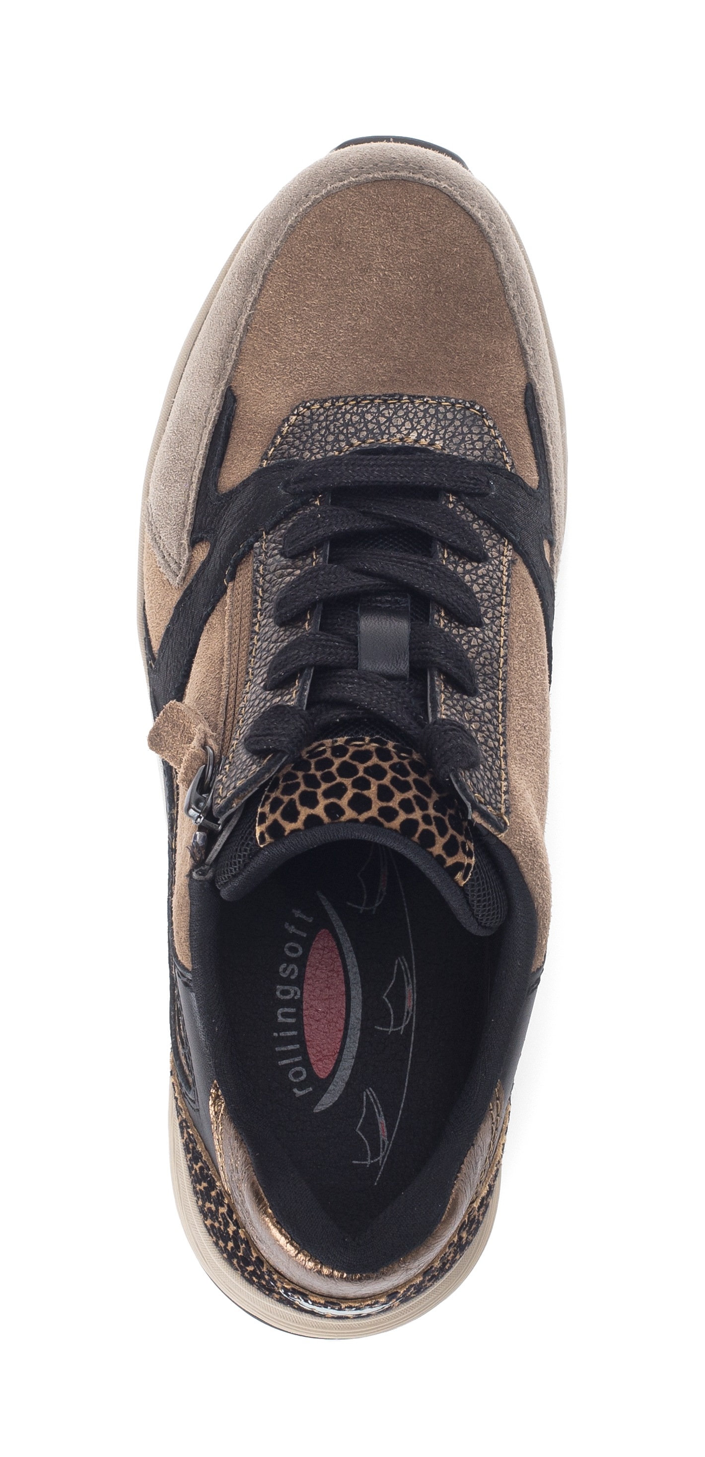 Gabor Rollingsoft Keilsneaker, Schnürer, Halbschuh, Freizeitschuh mit zusätzlichem Reißverschluss