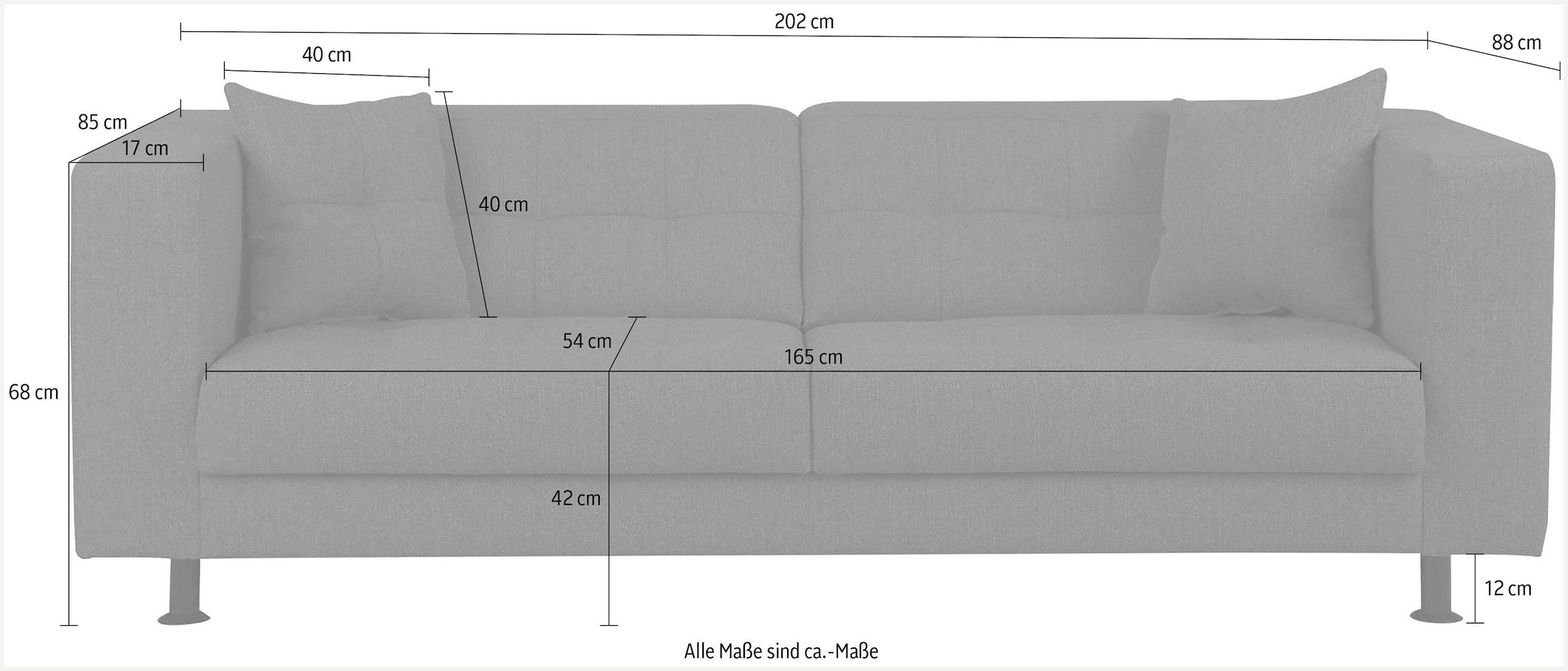 INOSIGN 3-Sitzer »Bengo«, mit Steppung im Sitz- und Rückenbereich, incl. Zierkissen