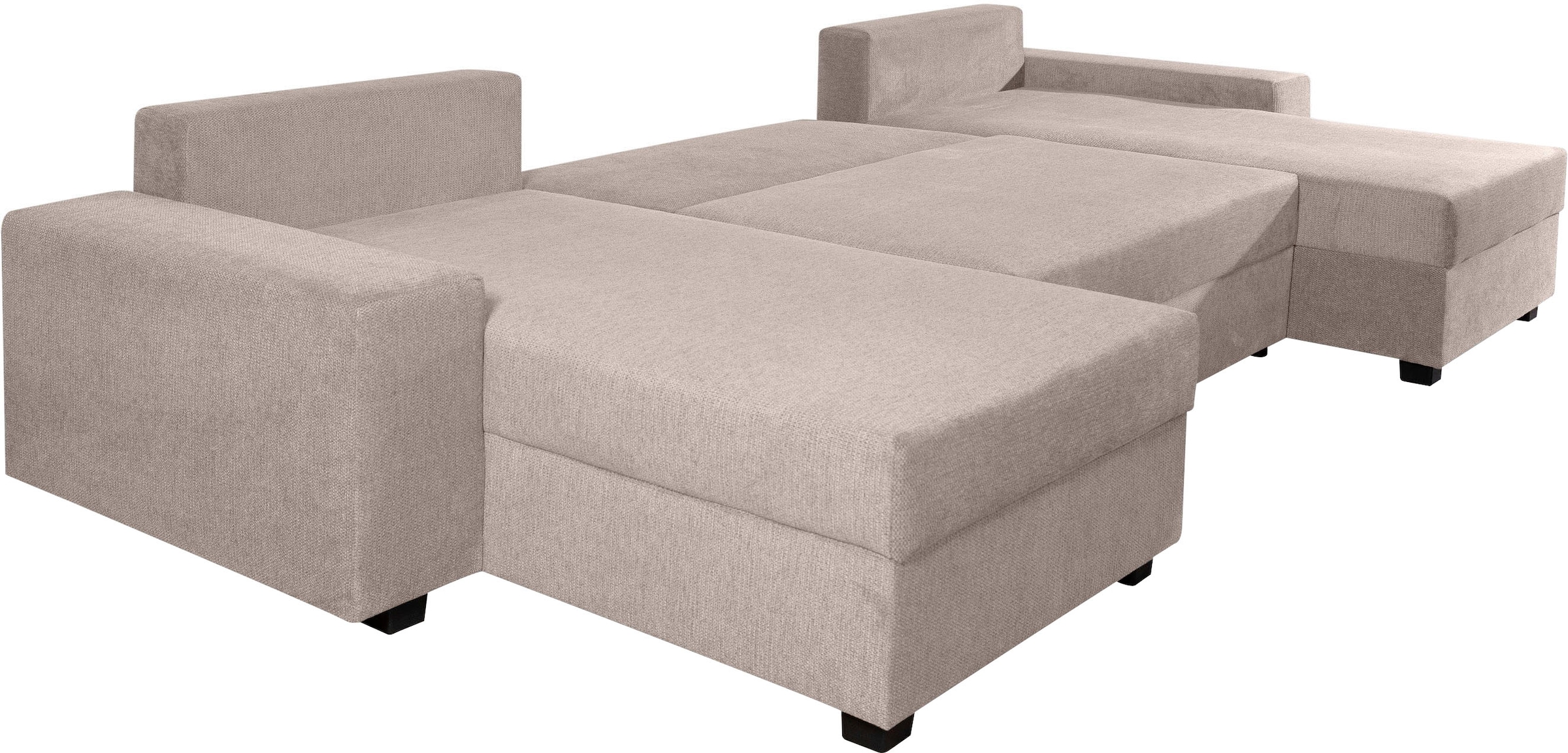 OTTO home Wohnlandschaft »Alexa U-Form, B: 313 cm« Bettfunktion, Bettkasten & 4 Zierkissen, Federkern