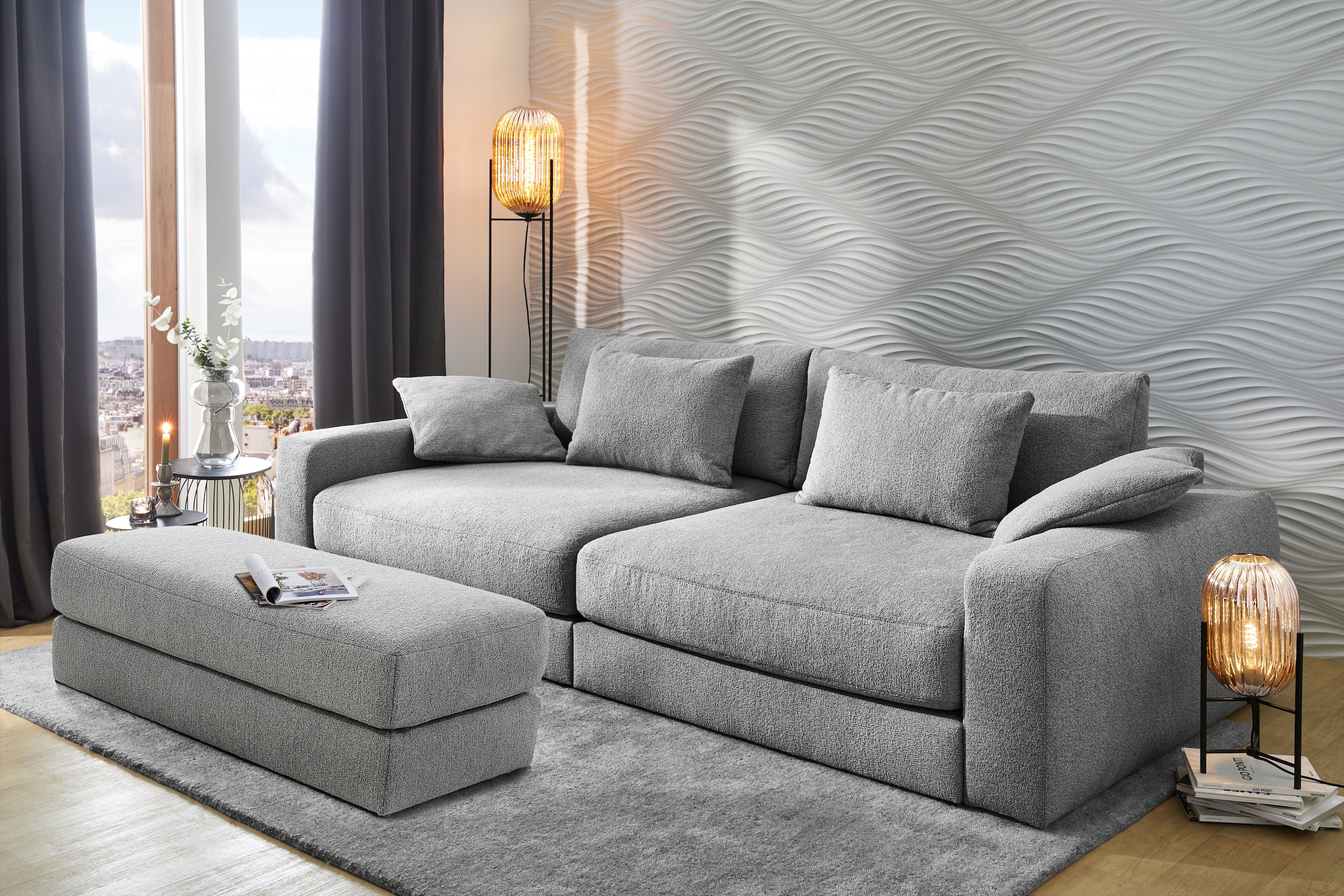 Jockenhöfer Gruppe Big-Sofa »Milano XXL, B: 290 cm« mit Zierkissen, Relaxfläche 120x240 cm, Federkern