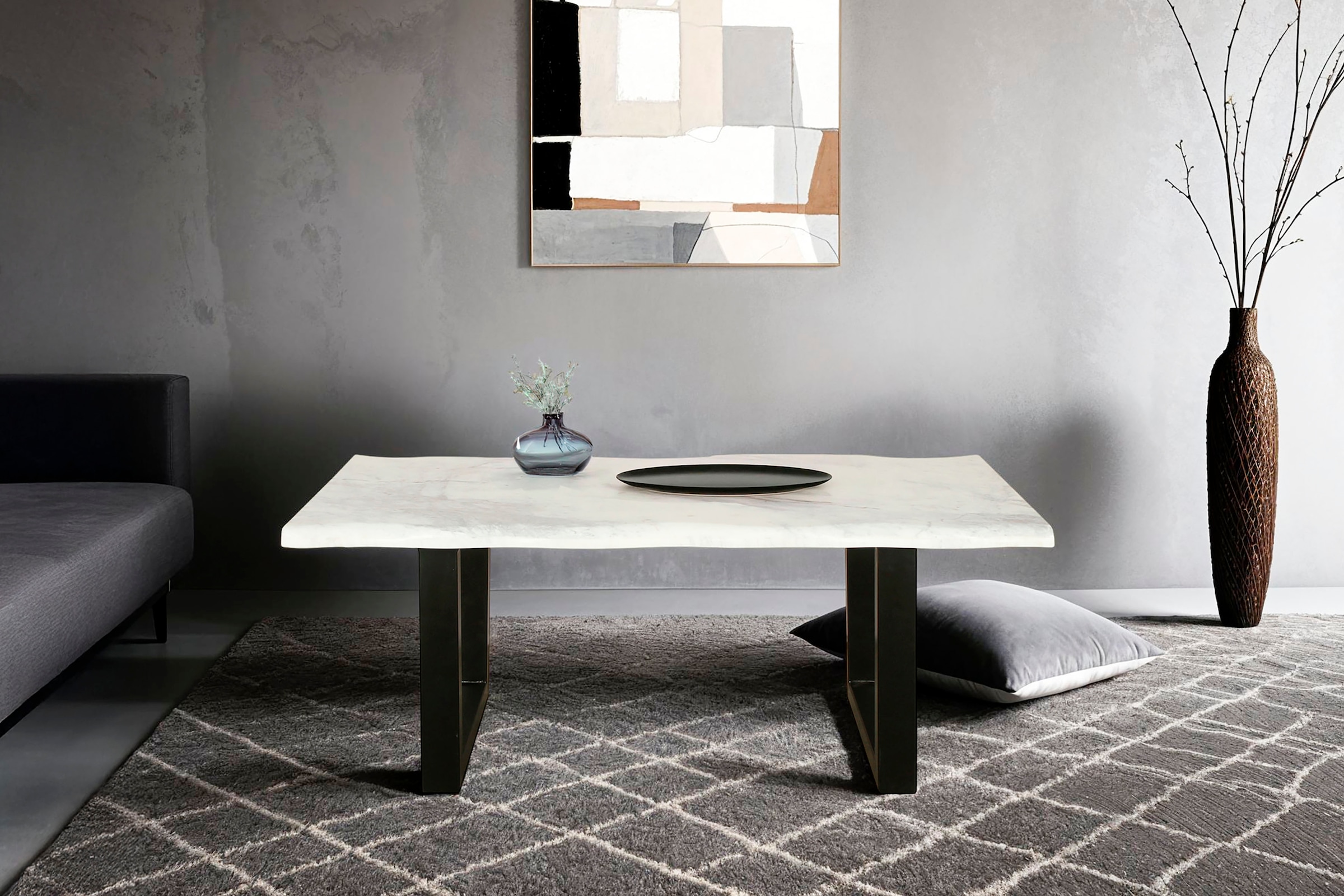 byLIVING Couchtisch »Stone«, (1 St.), aus echtem weißen Marmor mit natürlicher Wellenkante, 115x60cm