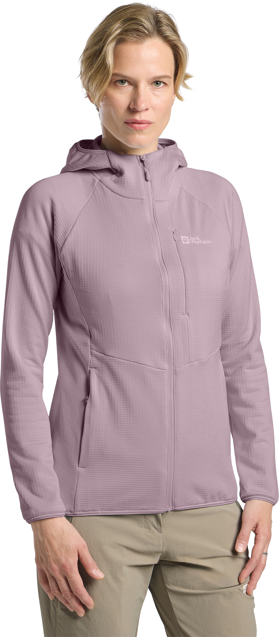 Jack Wolfskin Kapuzenfleecejacke »KOLBENBERG HOODED FZ W«, Gitterfleece, Übergangsjacke, Atmungsaktiv
