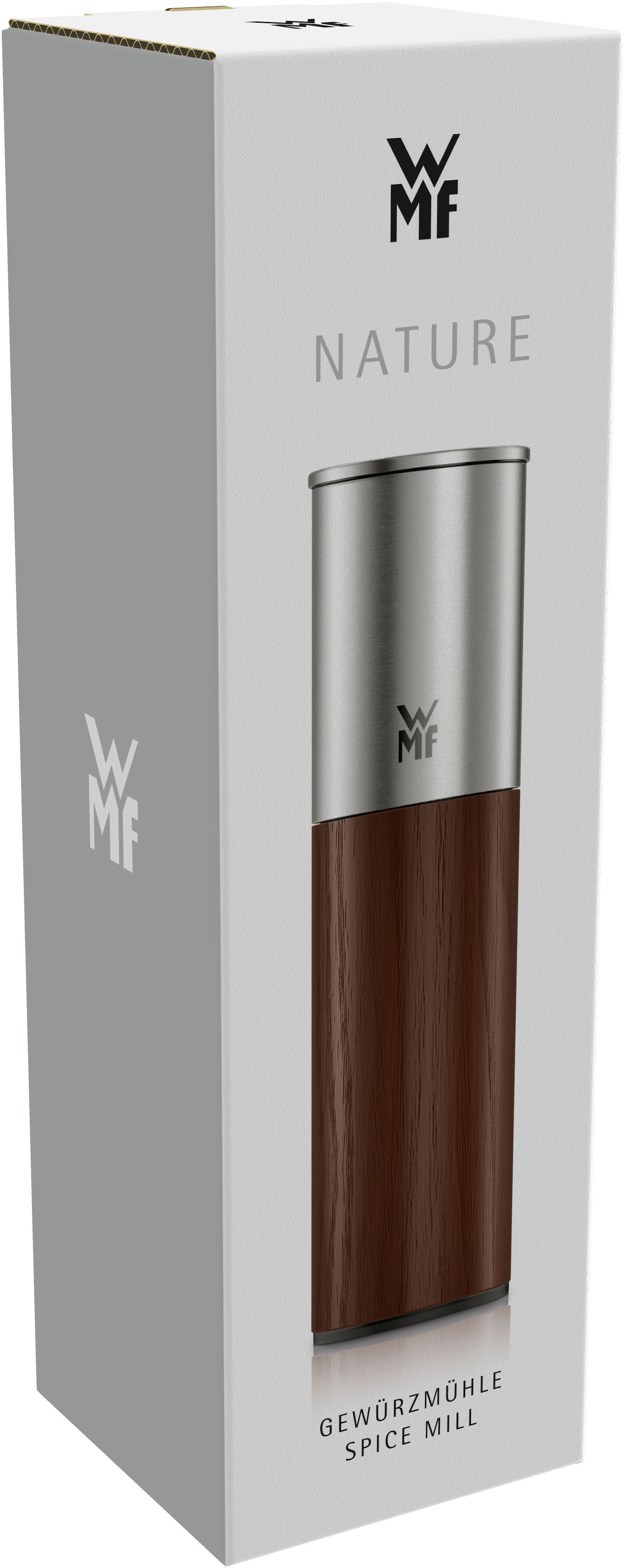 WMF Gewürzmühle »Nature Pro Edelstahl« Keramikmahlwerk, einstellbarer Mahlgrad, Aromaschutzdeckel, Holz