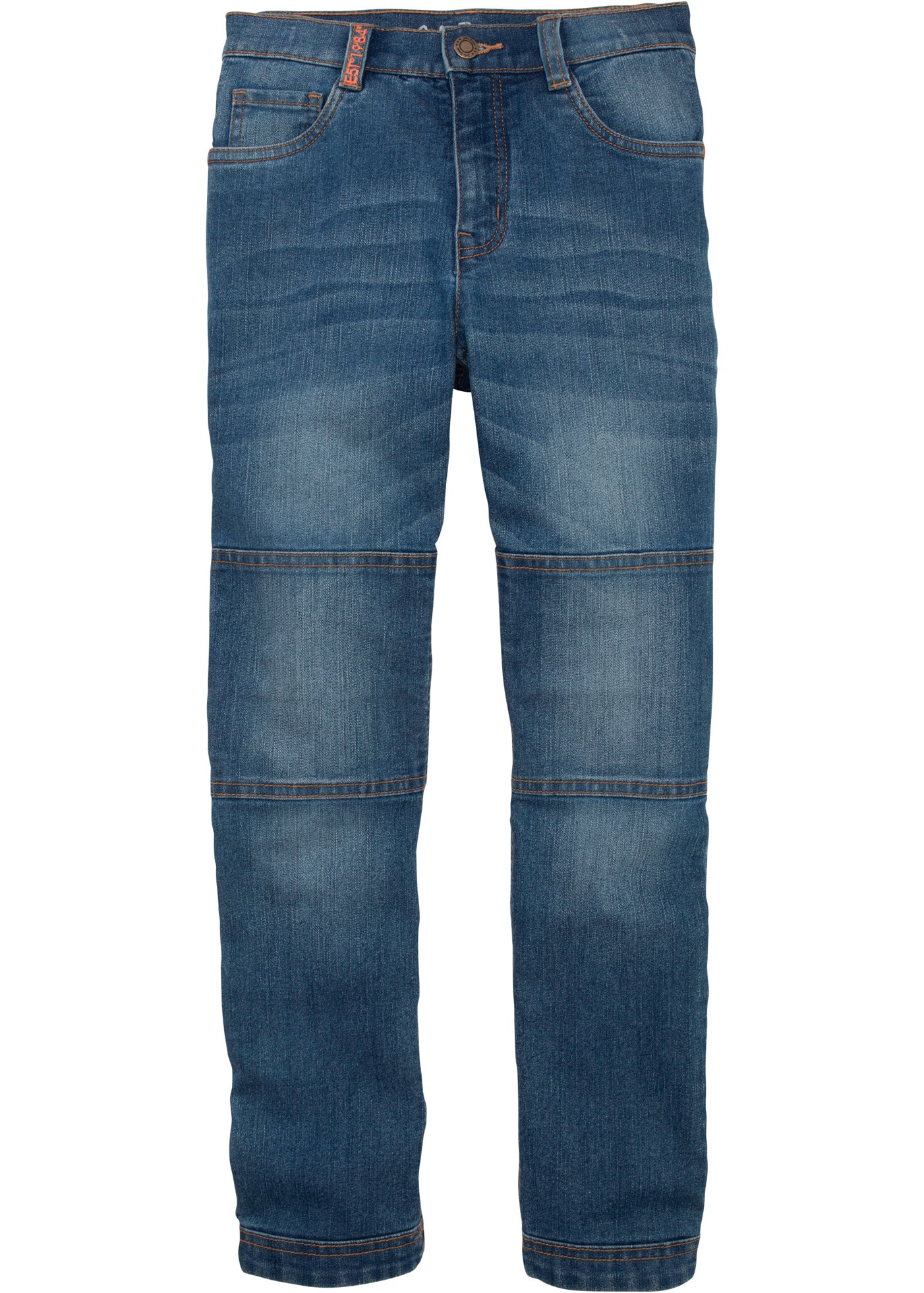bonprix Regular-fit-Jeans robuste Verarbeitung an Kniepartie und Beinenden, 5-Pocket-Look