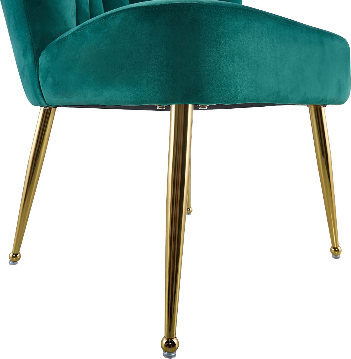 Kayoom Polsterstuhl »Stuhl Lalie 125, Rückenlehne im Retro-Stil, ausgefallene Rückenlehne«, 1 St., Rückenlehne in Muschel-Design, Samtbezug, goldene Metallbeine
