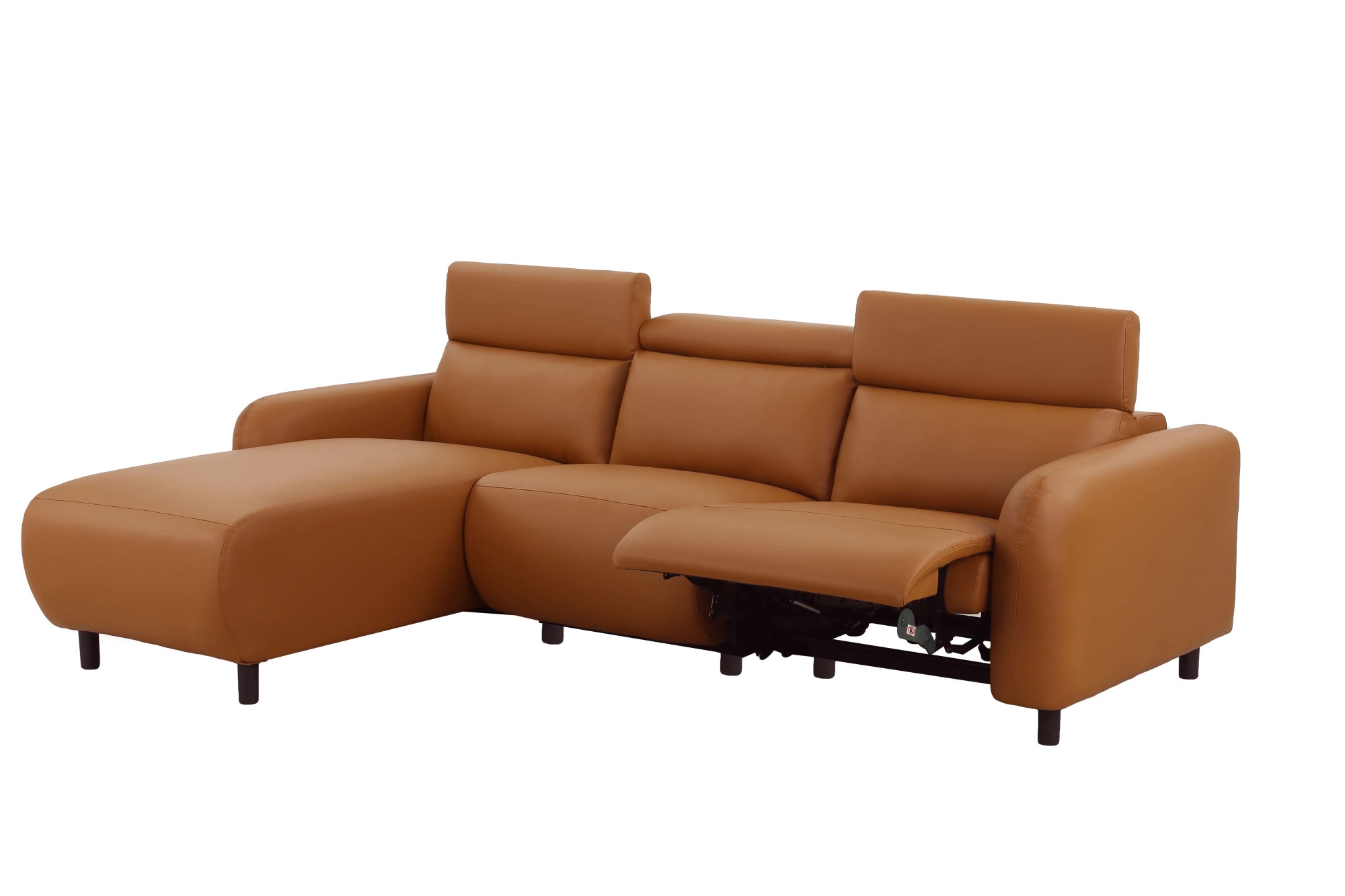 Home affaire Ecksofa »SKAANE Lederoptik, L-Form, 274 cm, manuelle u. elektrische Funktion,«, rundes Design, Kopfteilverstellung, Federkernpolsterung
