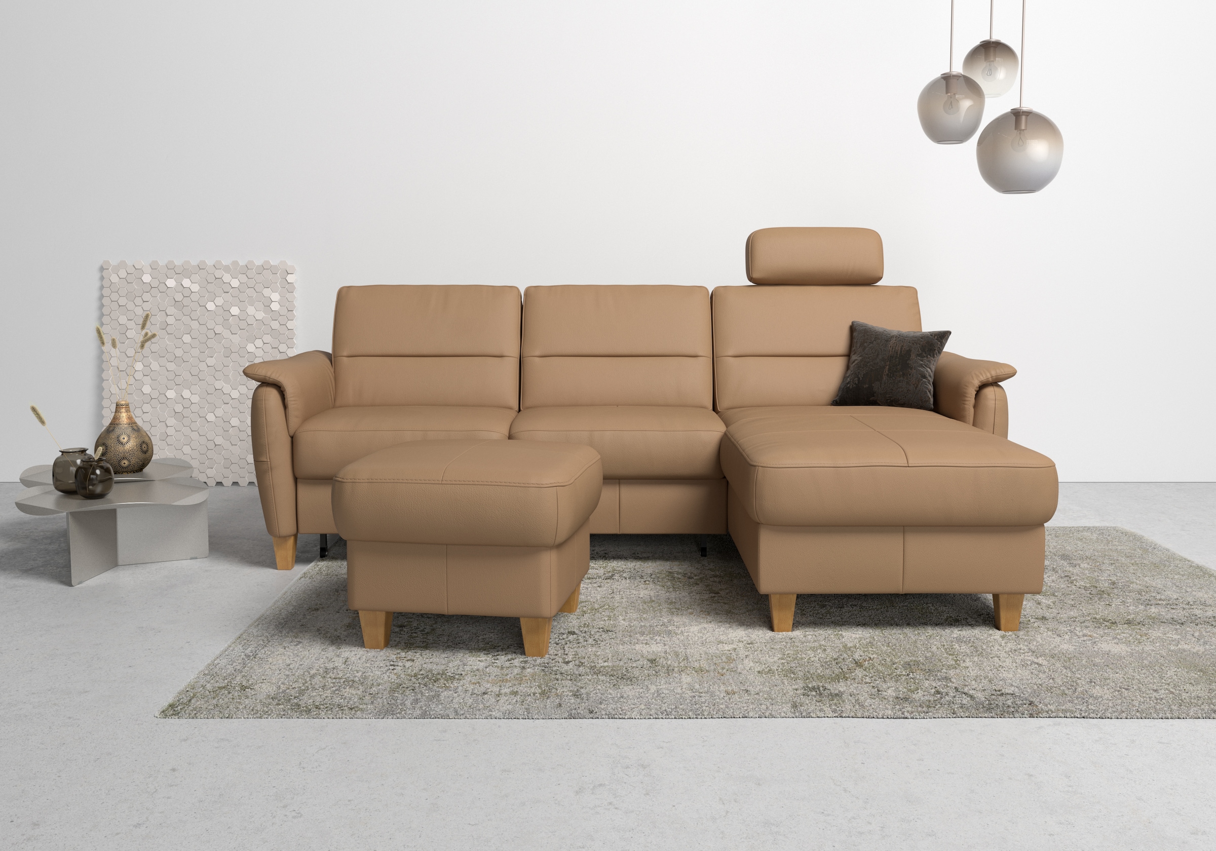 Home affaire Ecksofa »Palmera L-Form«, Federkern, wahlweise mit Bettfunktion und mit/ohne Bettkasten